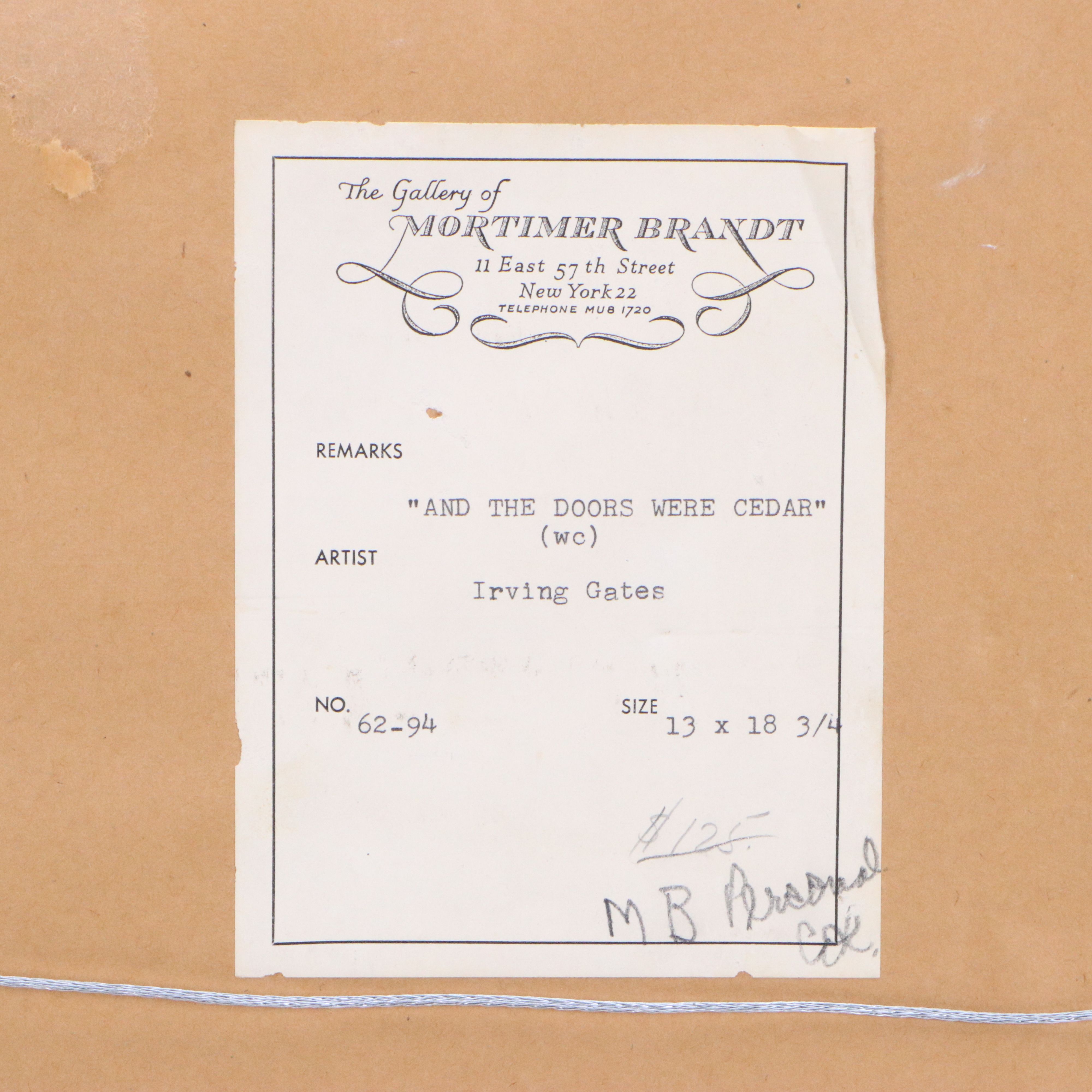 Harry Irving Gates Mixed Media Painting "And The Doors Were Cedar," 20th Century