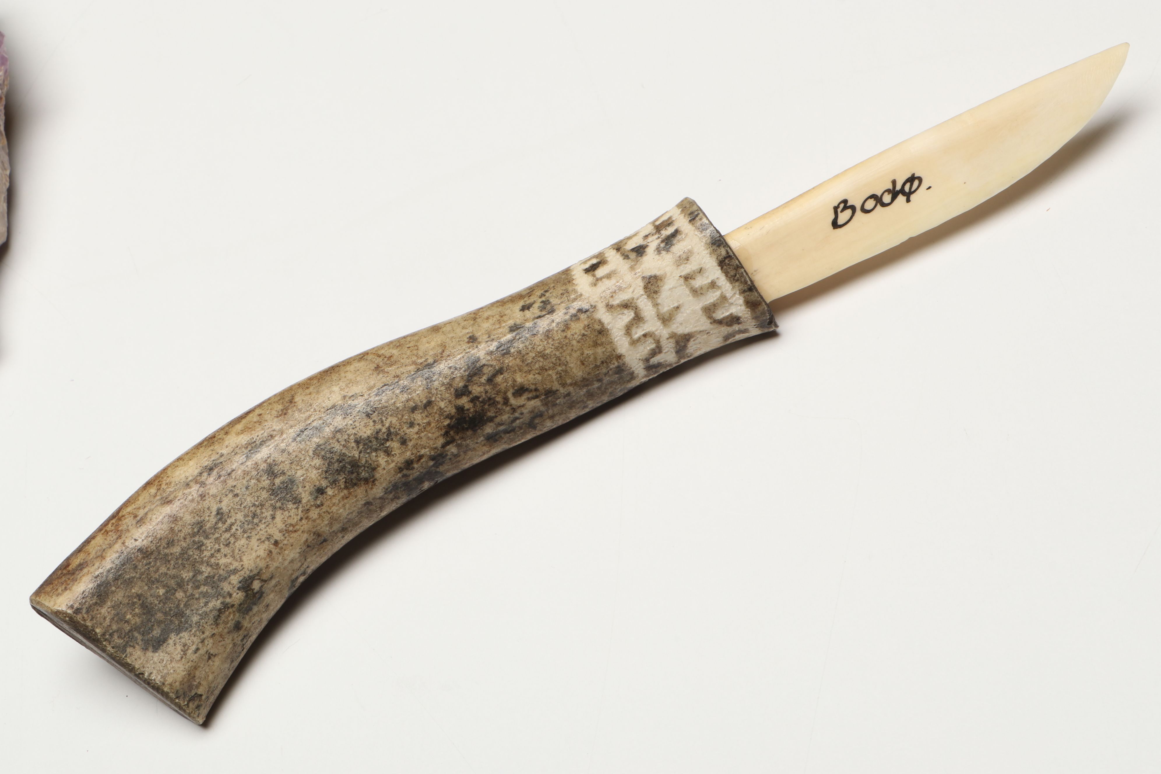 Arctic Indigenous Knives, Vintage Wood Abacuses and Amethyst Cluster