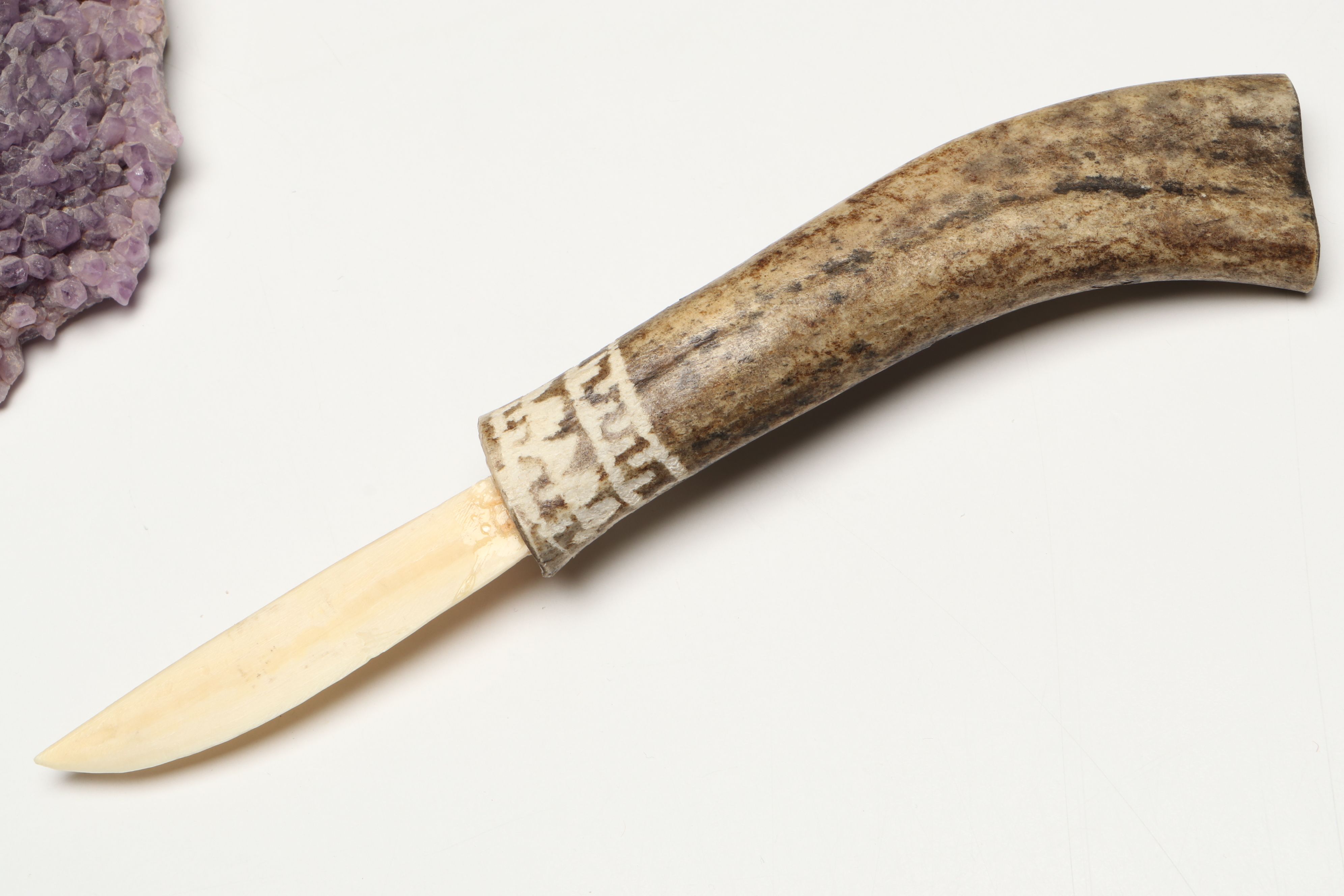 Arctic Indigenous Knives, Vintage Wood Abacuses and Amethyst Cluster