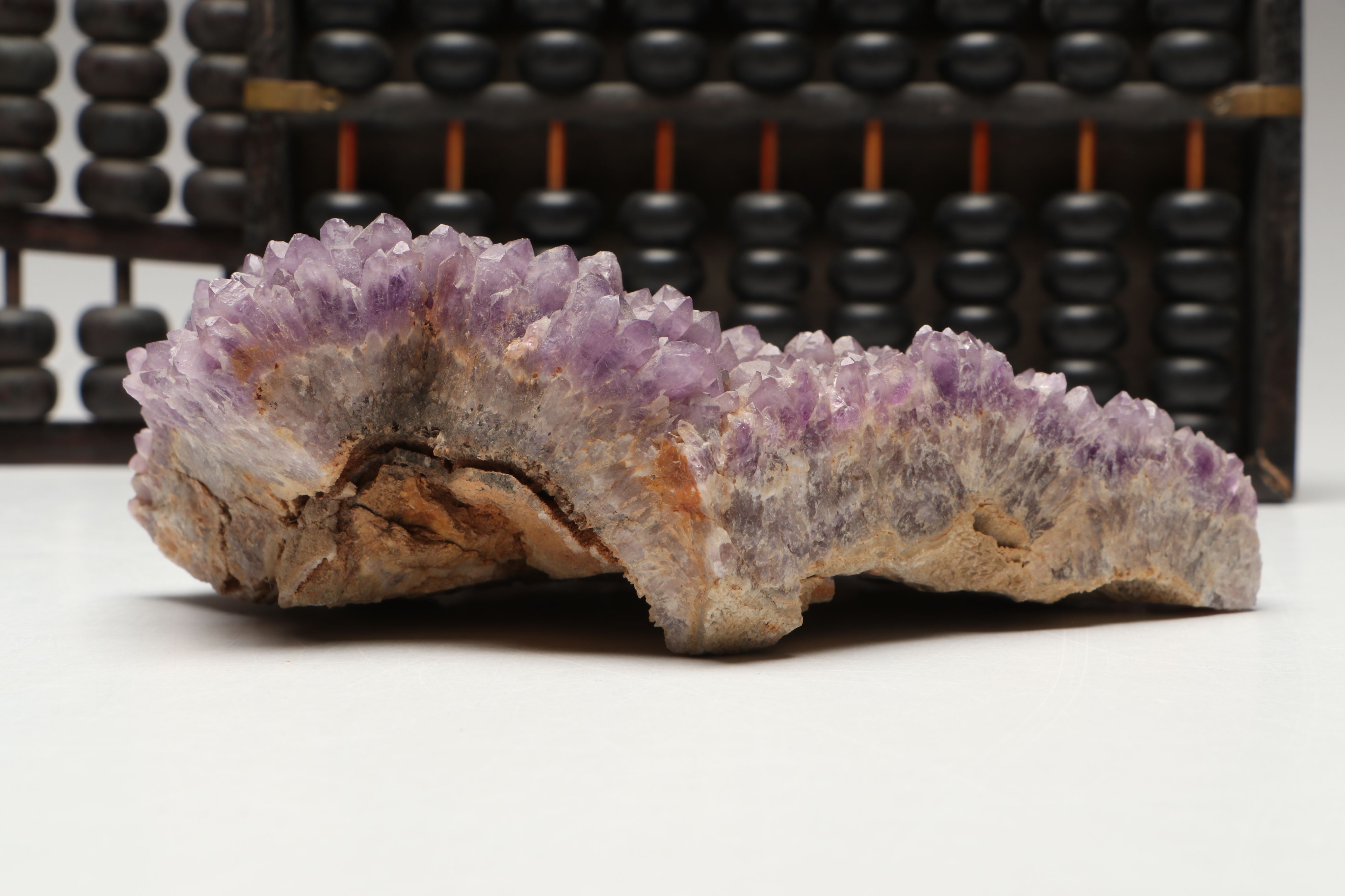 Arctic Indigenous Knives, Vintage Wood Abacuses and Amethyst Cluster