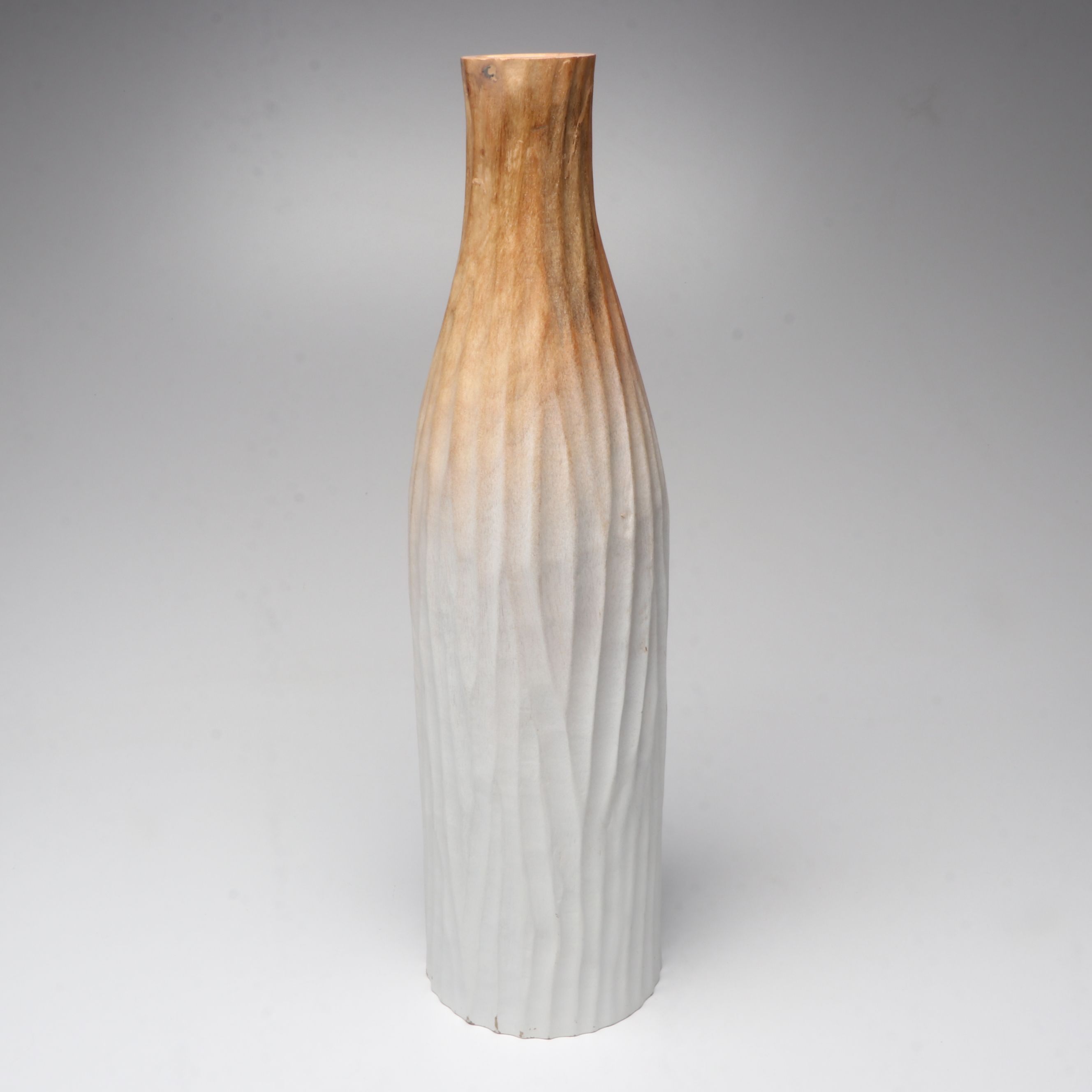 Organic Textured Ceramic and Wood Vases with Peacock Feathers