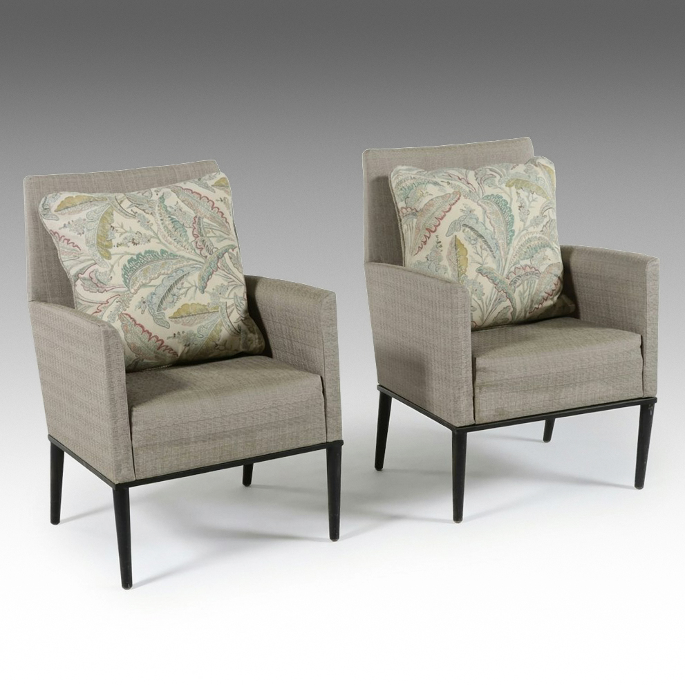 Pair of Contemporary Transitional Upholstered Armchairs
