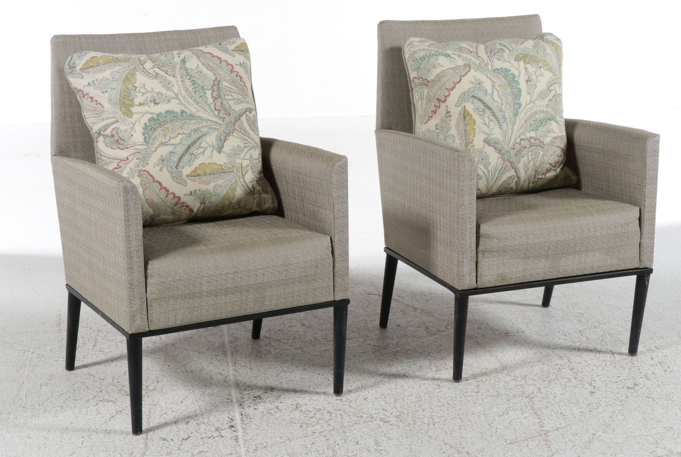 Pair of Contemporary Transitional Upholstered Armchairs