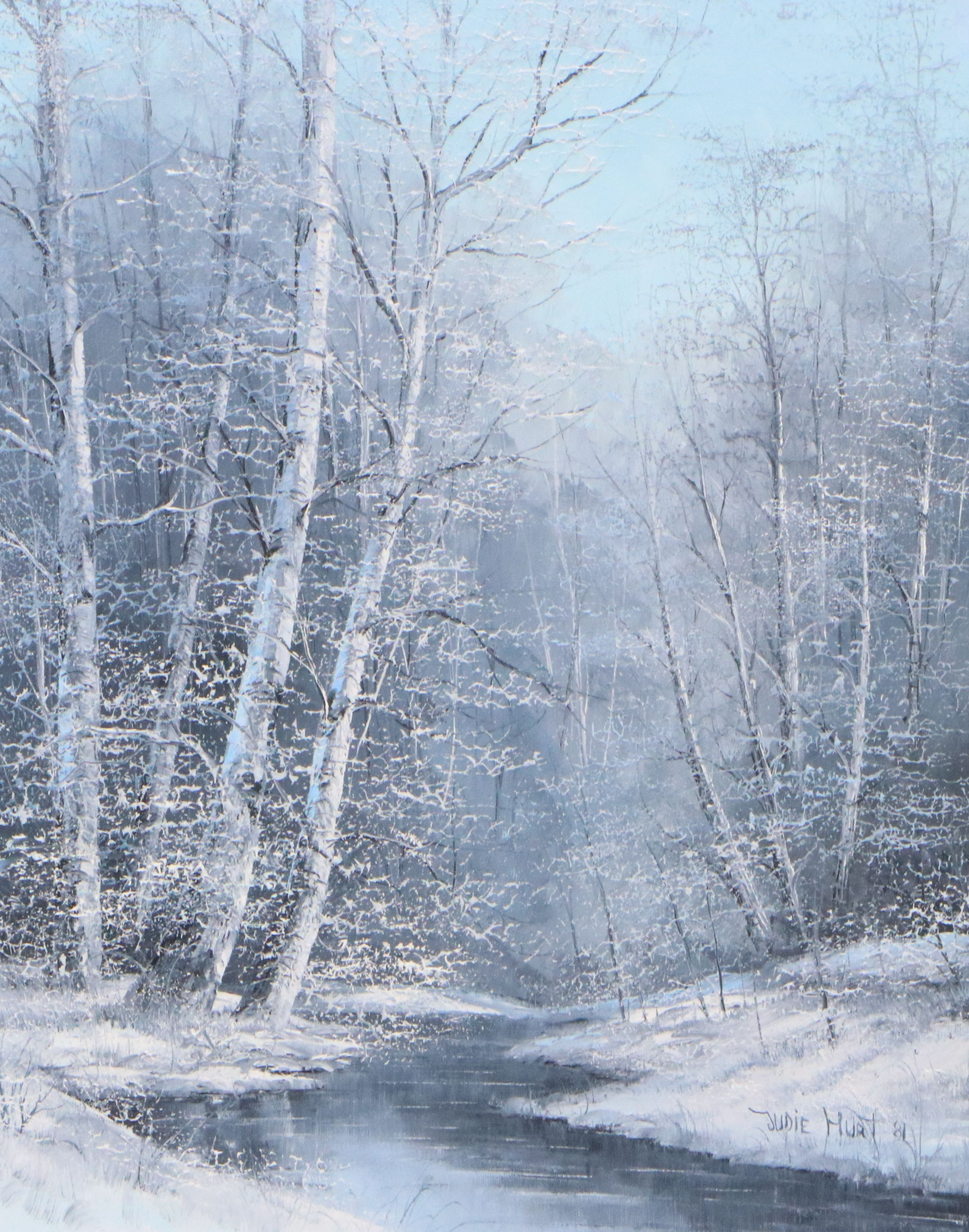 Judie Hurt Oil Painting "Winter Beauty," 1981