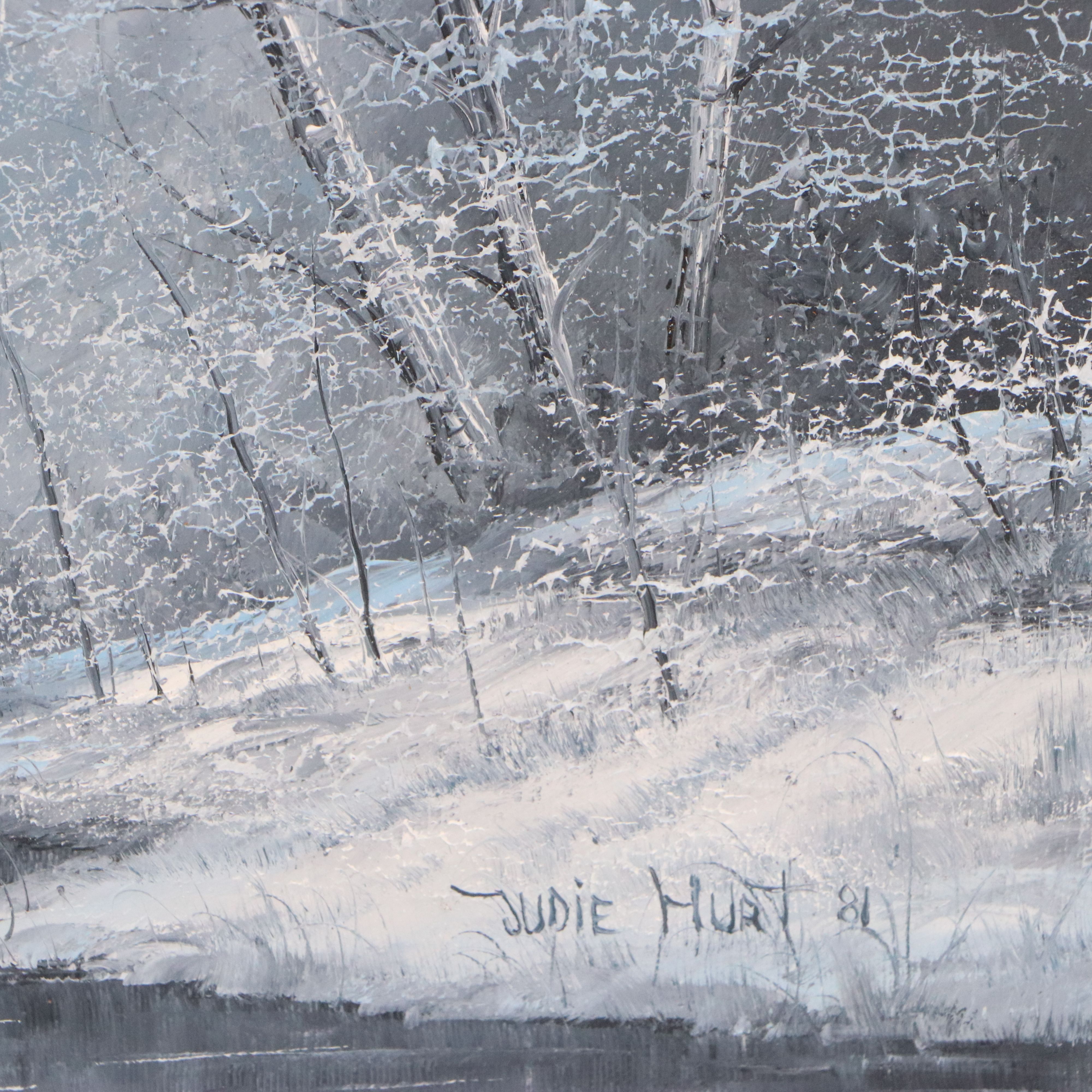 Judie Hurt Oil Painting "Winter Beauty," 1981