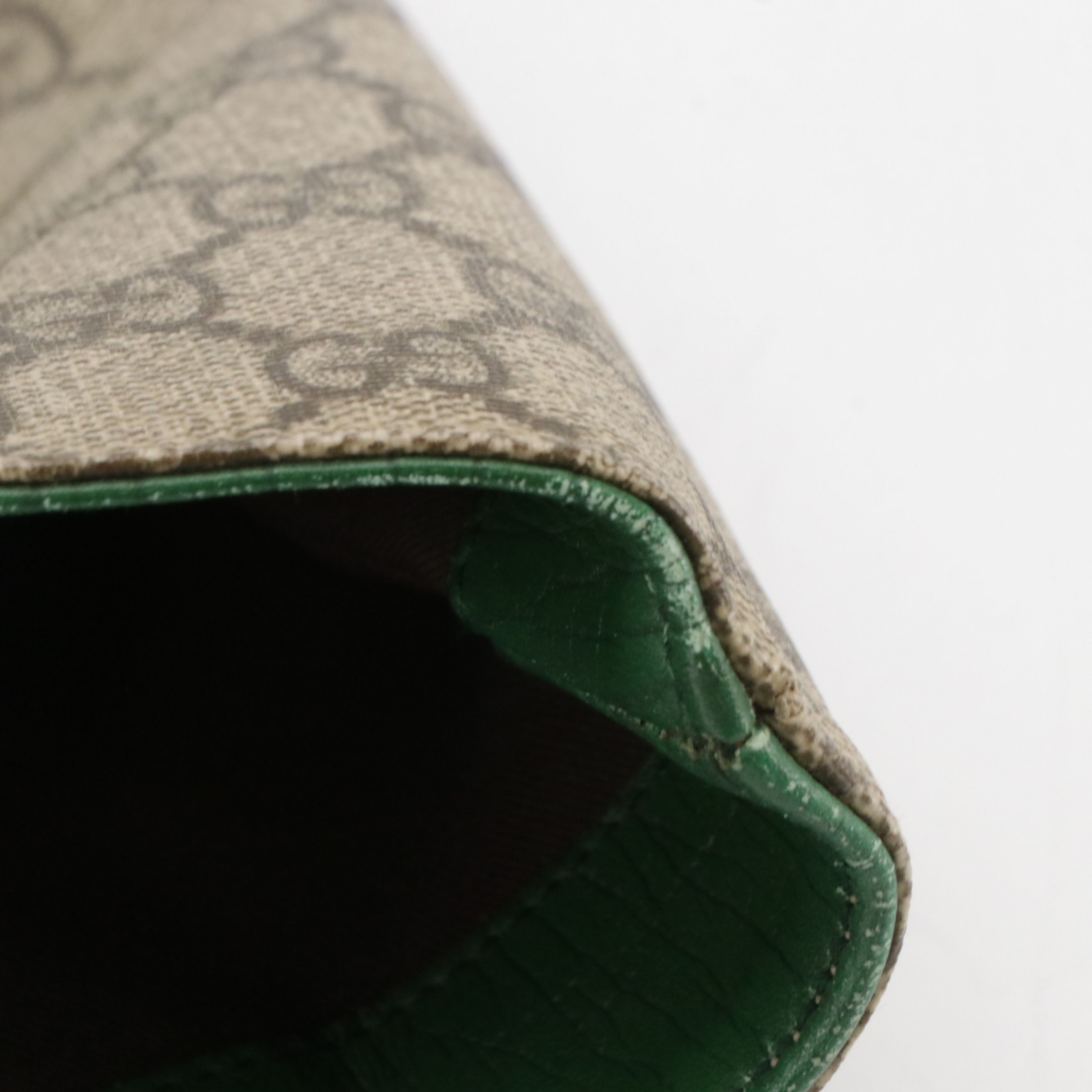 Gucci Tote in GG Supreme Canvas and Green Leather Trim