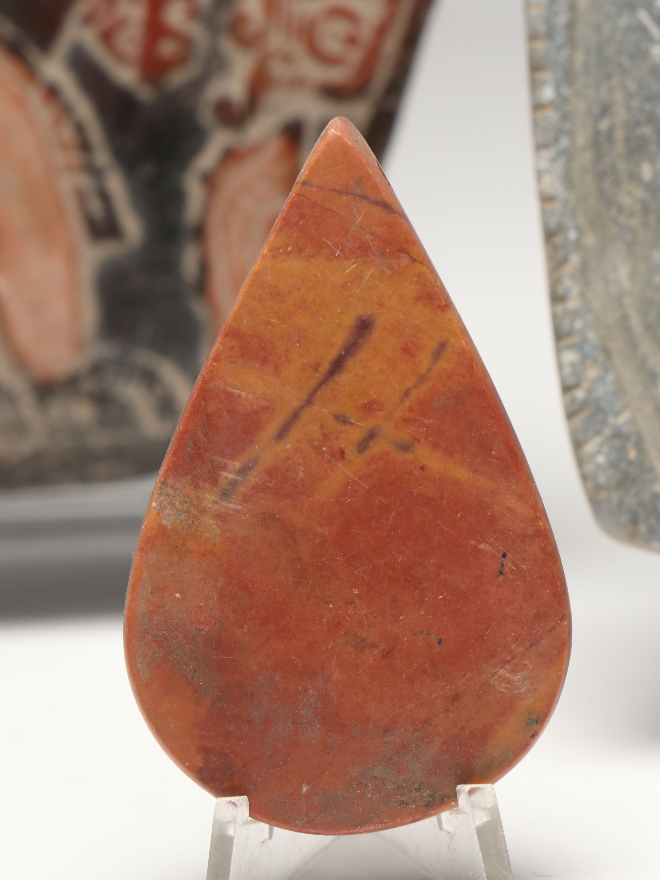 Mesoamerican Style Engraved Plaque, Pendant and Ink or Dye Grinding Stones