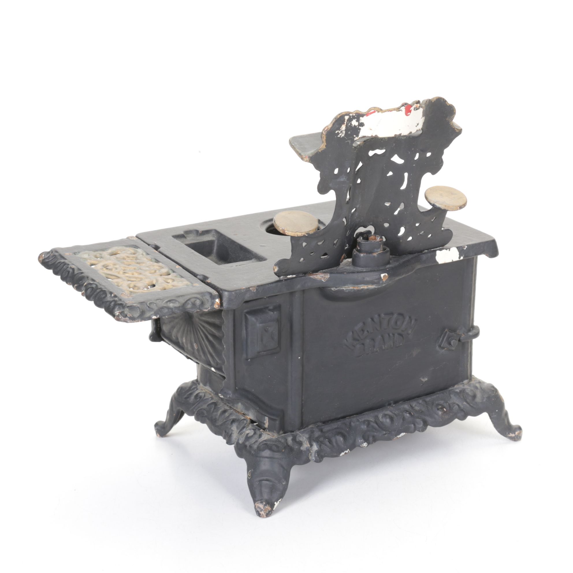 Kenton Cast Iron Toy Stove & Kitchen Accessories with Balance Scale, 19th C.