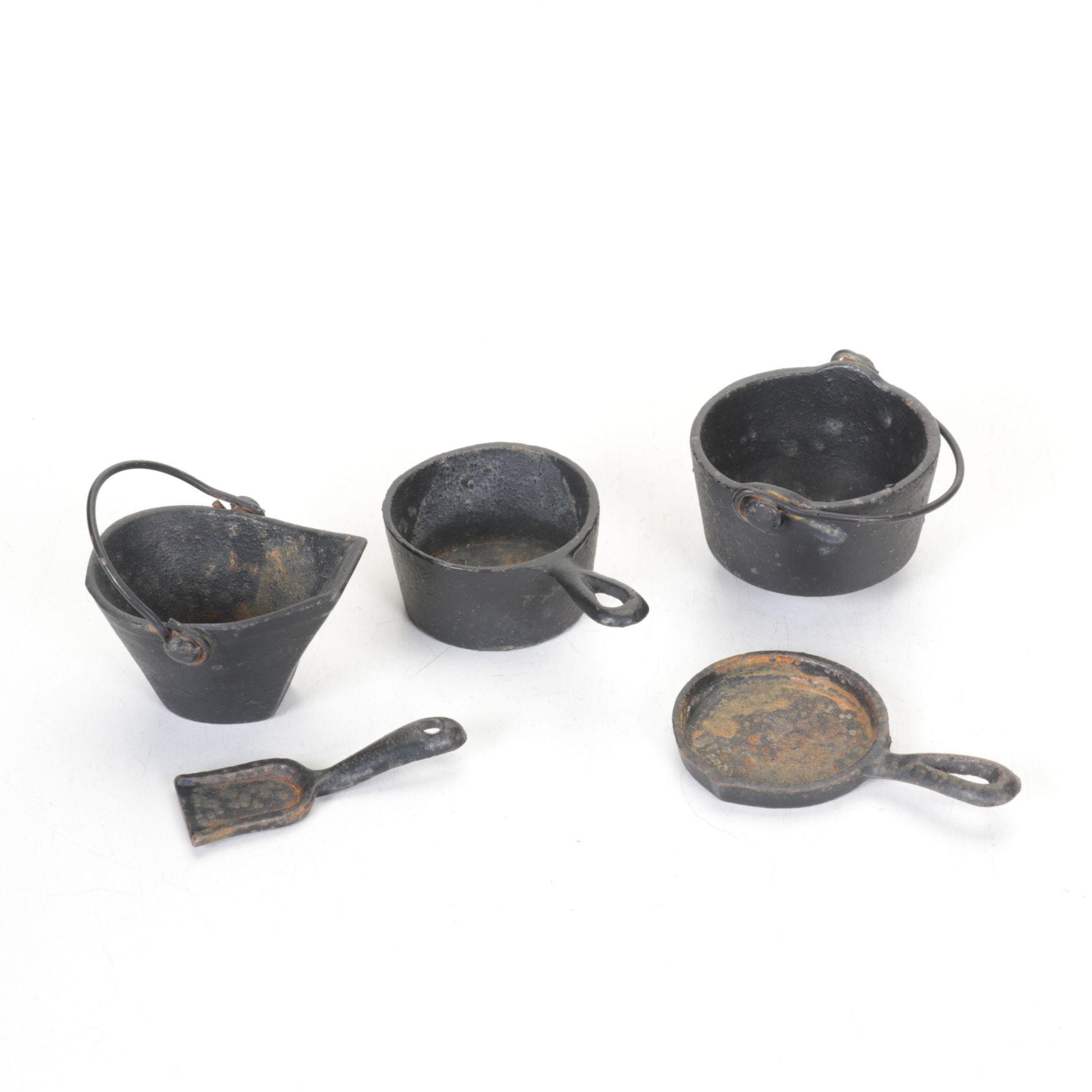 Kenton Cast Iron Toy Stove & Kitchen Accessories with Balance Scale, 19th C.