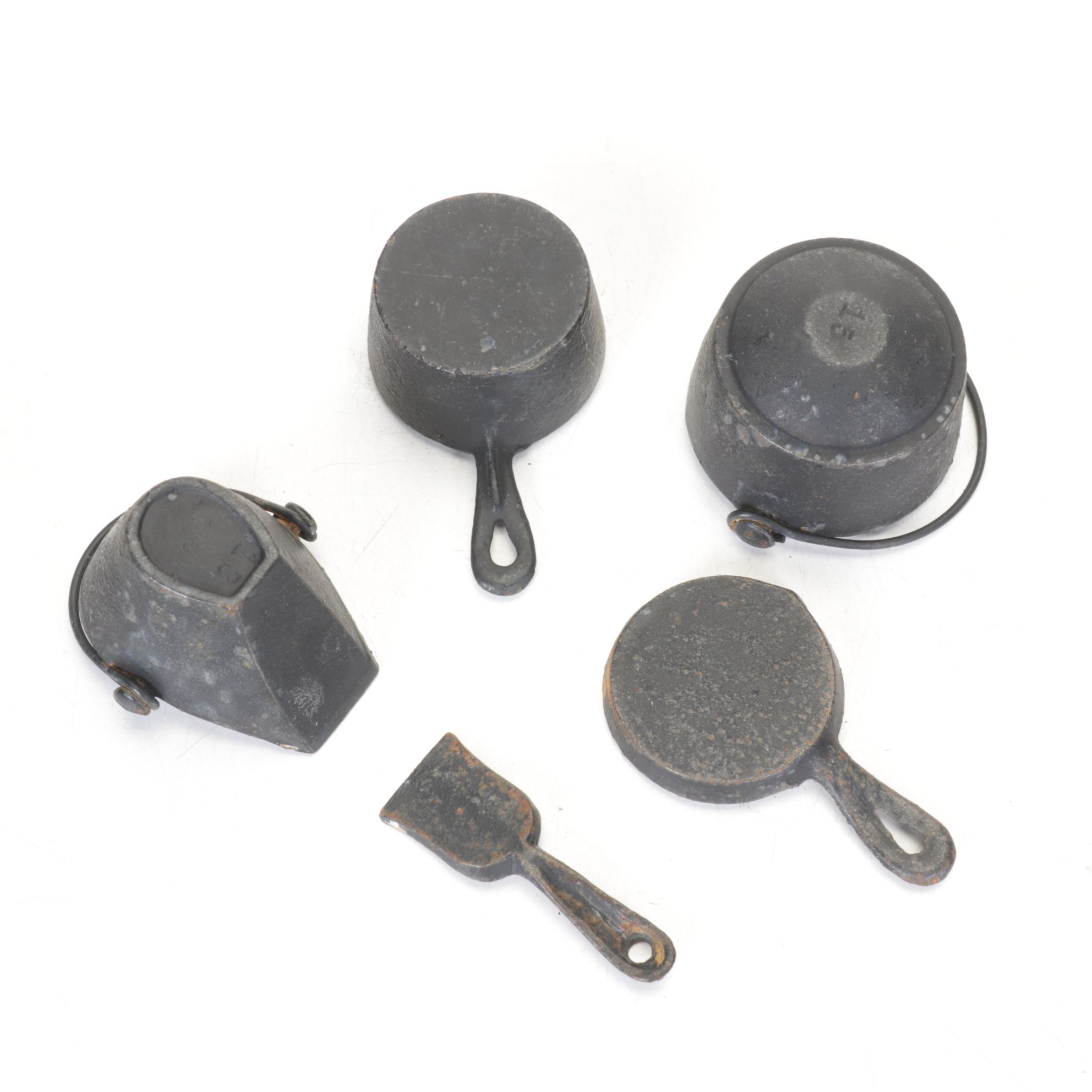 Kenton Cast Iron Toy Stove & Kitchen Accessories with Balance Scale, 19th C.