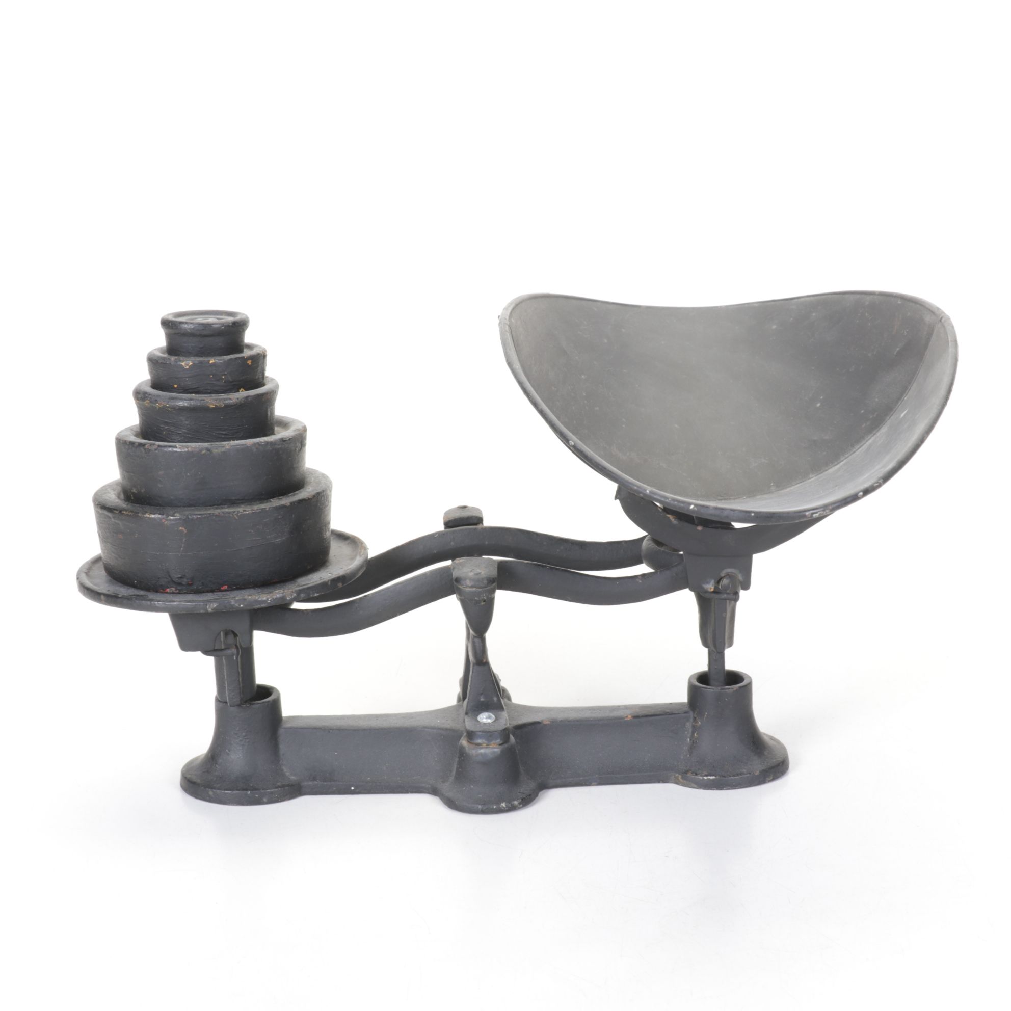 Kenton Cast Iron Toy Stove & Kitchen Accessories with Balance Scale, 19th C.