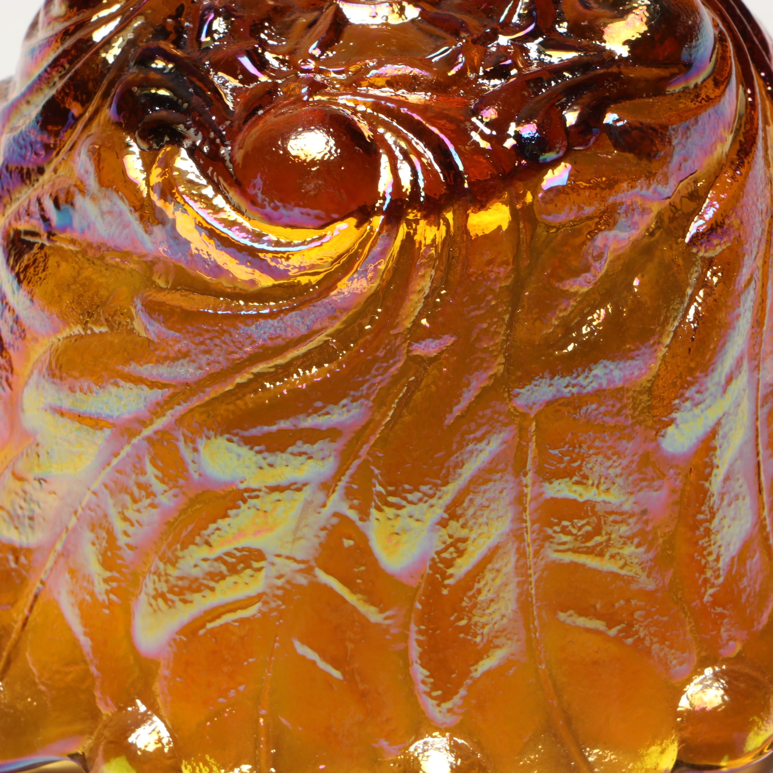 Indiana Glass "Honey Bee" Amber Glass Bowl  with Carnival Glass Candle Holder