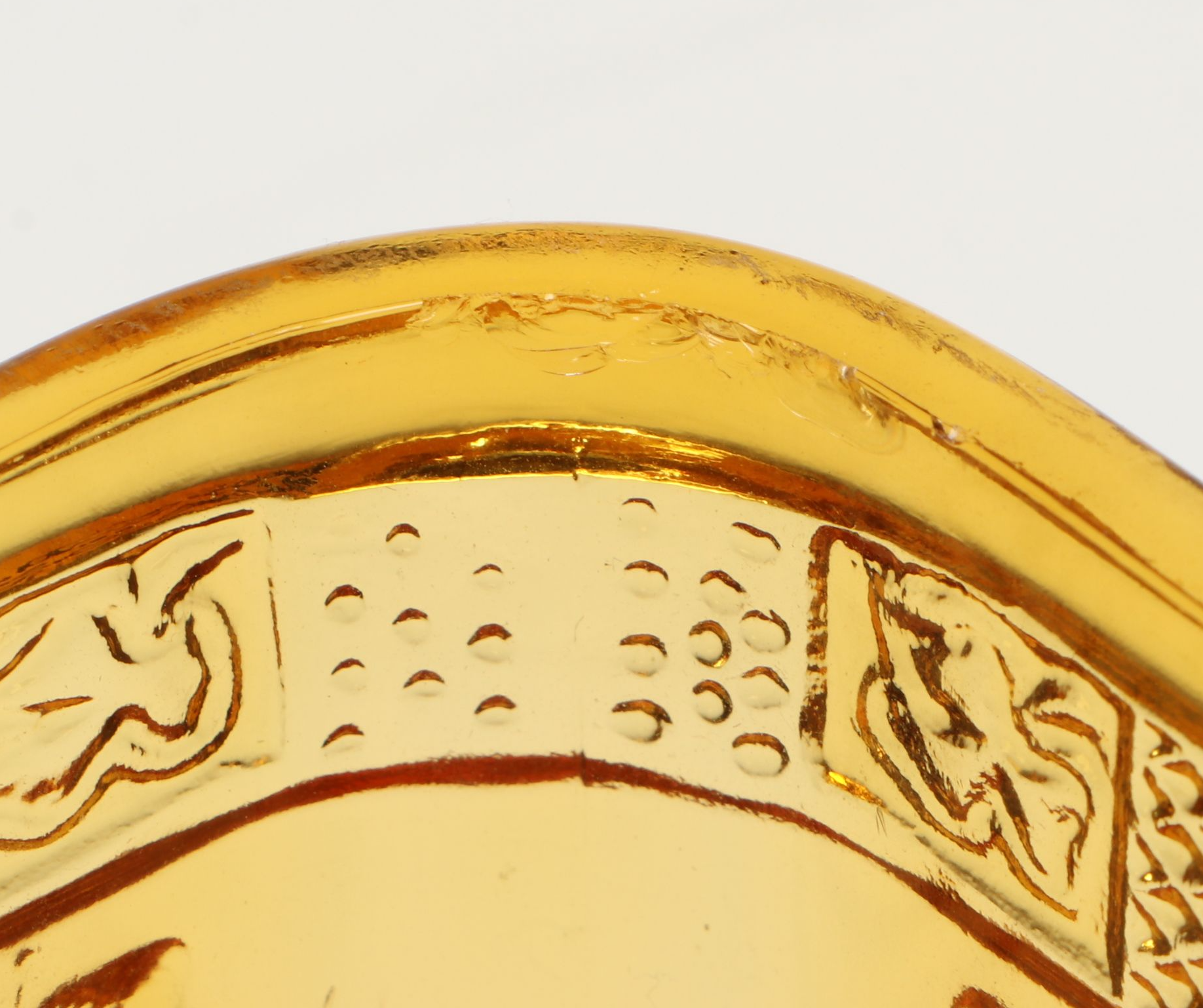 Indiana Glass "Honey Bee" Amber Glass Bowl  with Carnival Glass Candle Holder