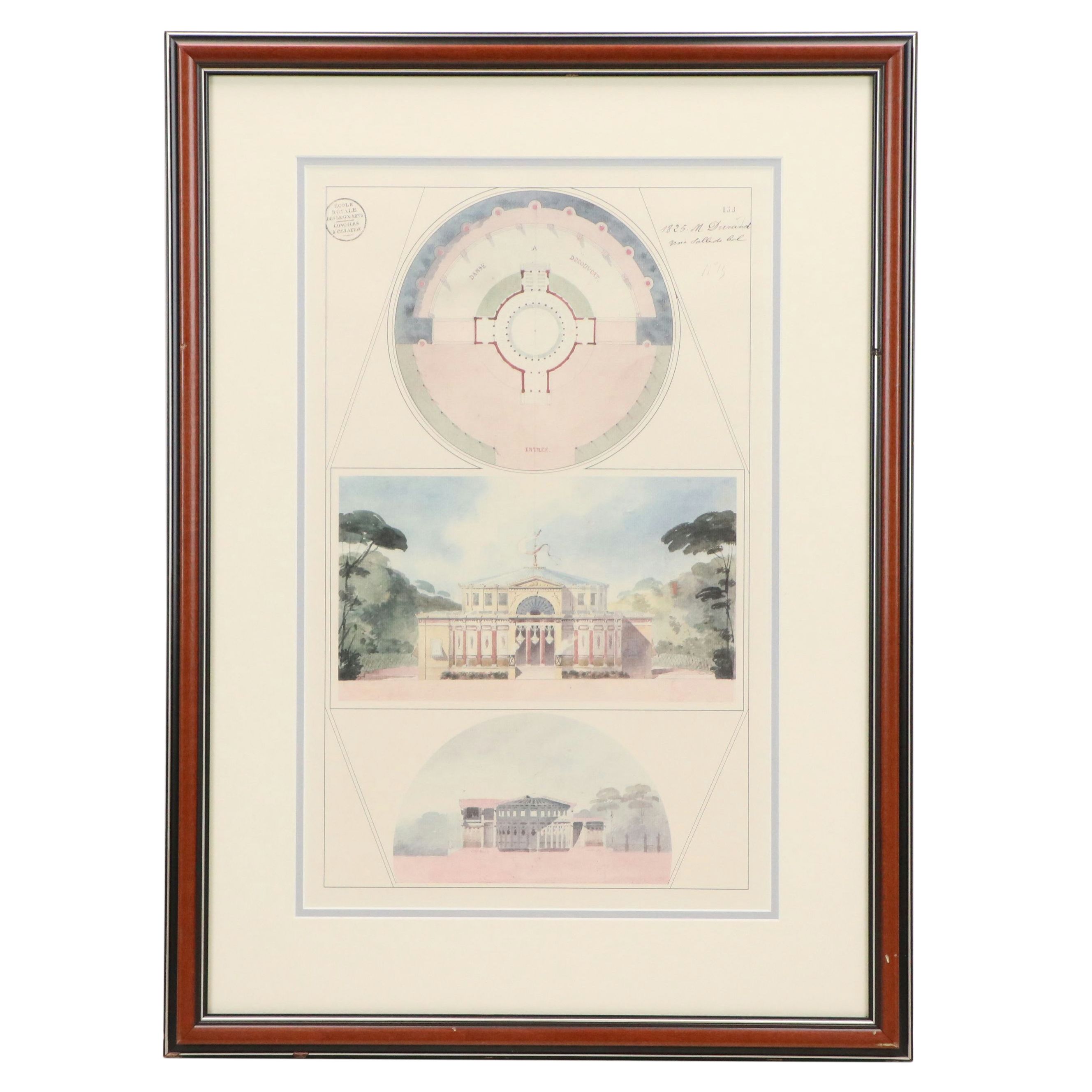 Four Offset Lithographs After French Architectural Drawings, 20th-21st C.