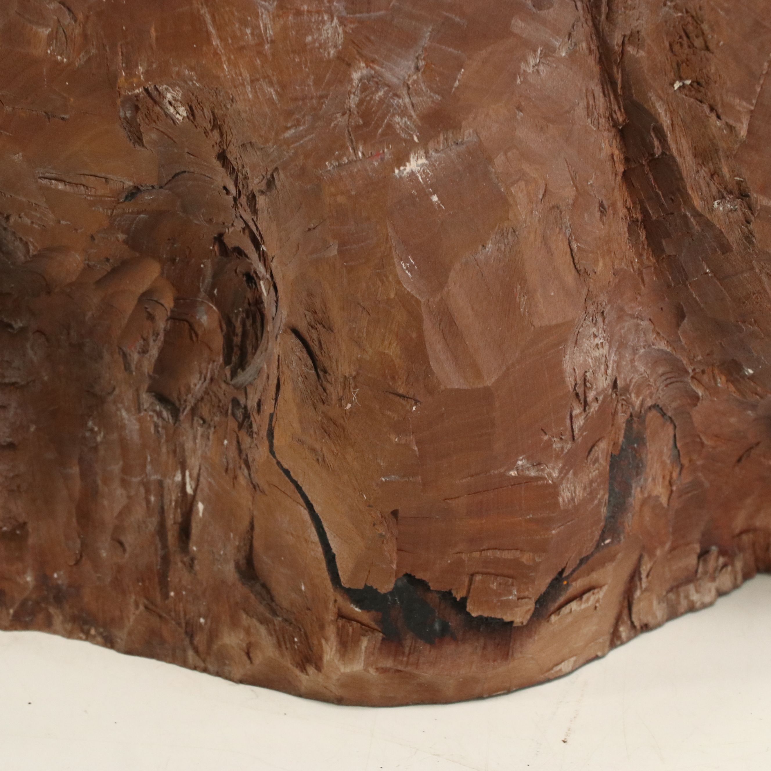 Carved Wood Knot of Crouched Forlorn Figure