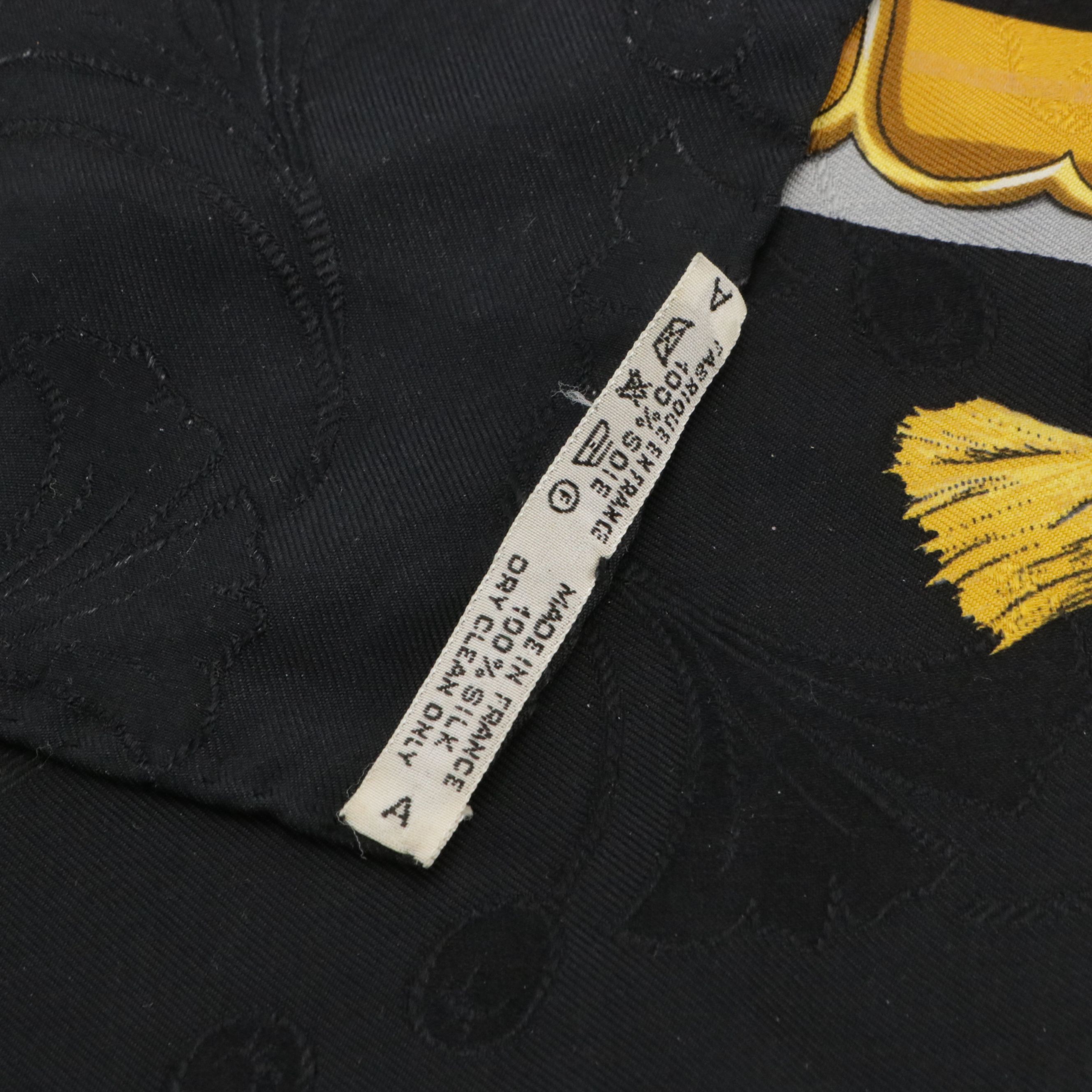 Hermès "Daïmyo Princes du Soleil Levant" Black & Gold Silk Jacquard Scarf 90