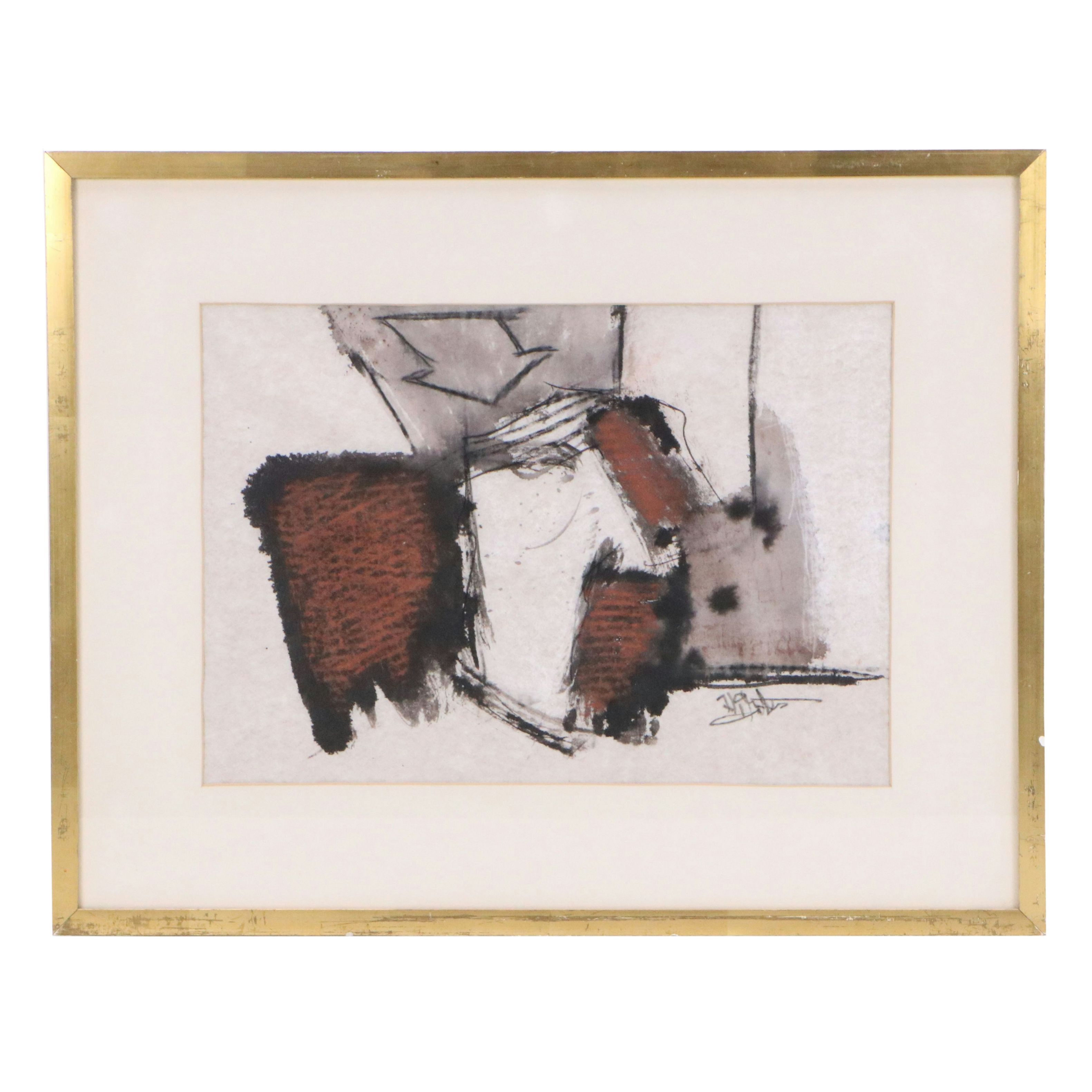 Harry Irving Gates Mixed Media Painting "And The Doors Were Cedar," 20th Century