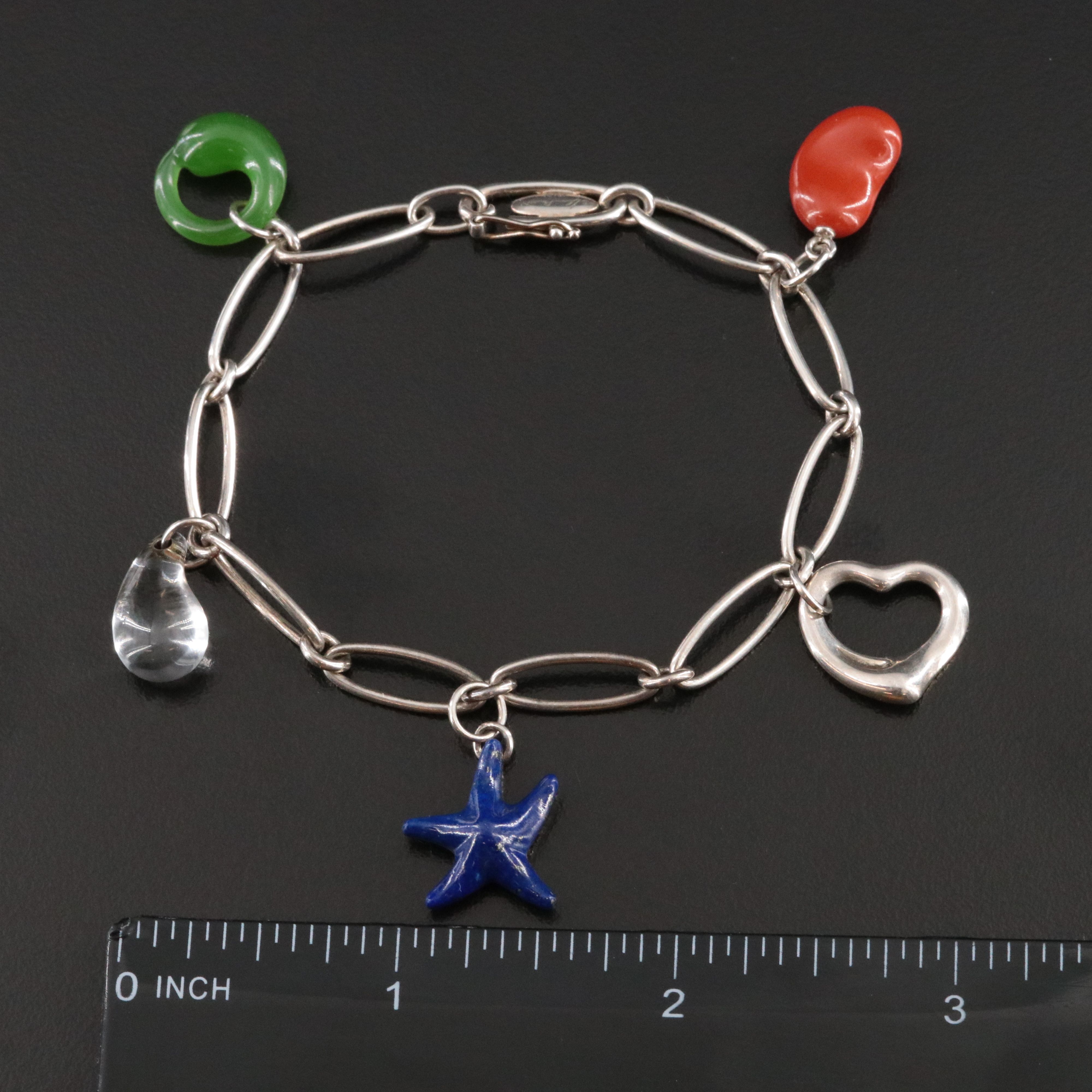 Elsa Peretti for Tiffany & Co. Sterling Five Charm Bracelet with Gemstones