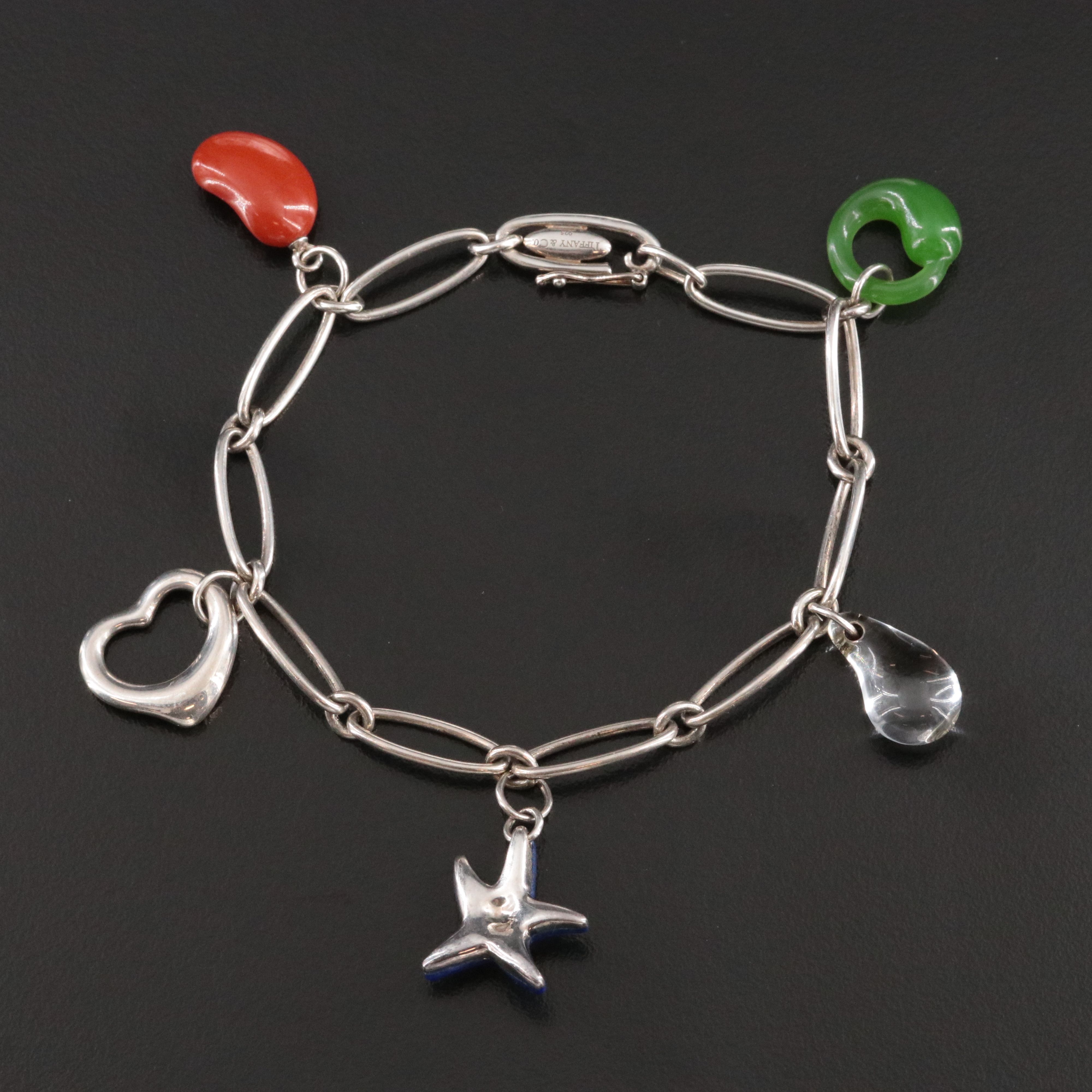 Elsa Peretti for Tiffany & Co. Sterling Five Charm Bracelet with Gemstones