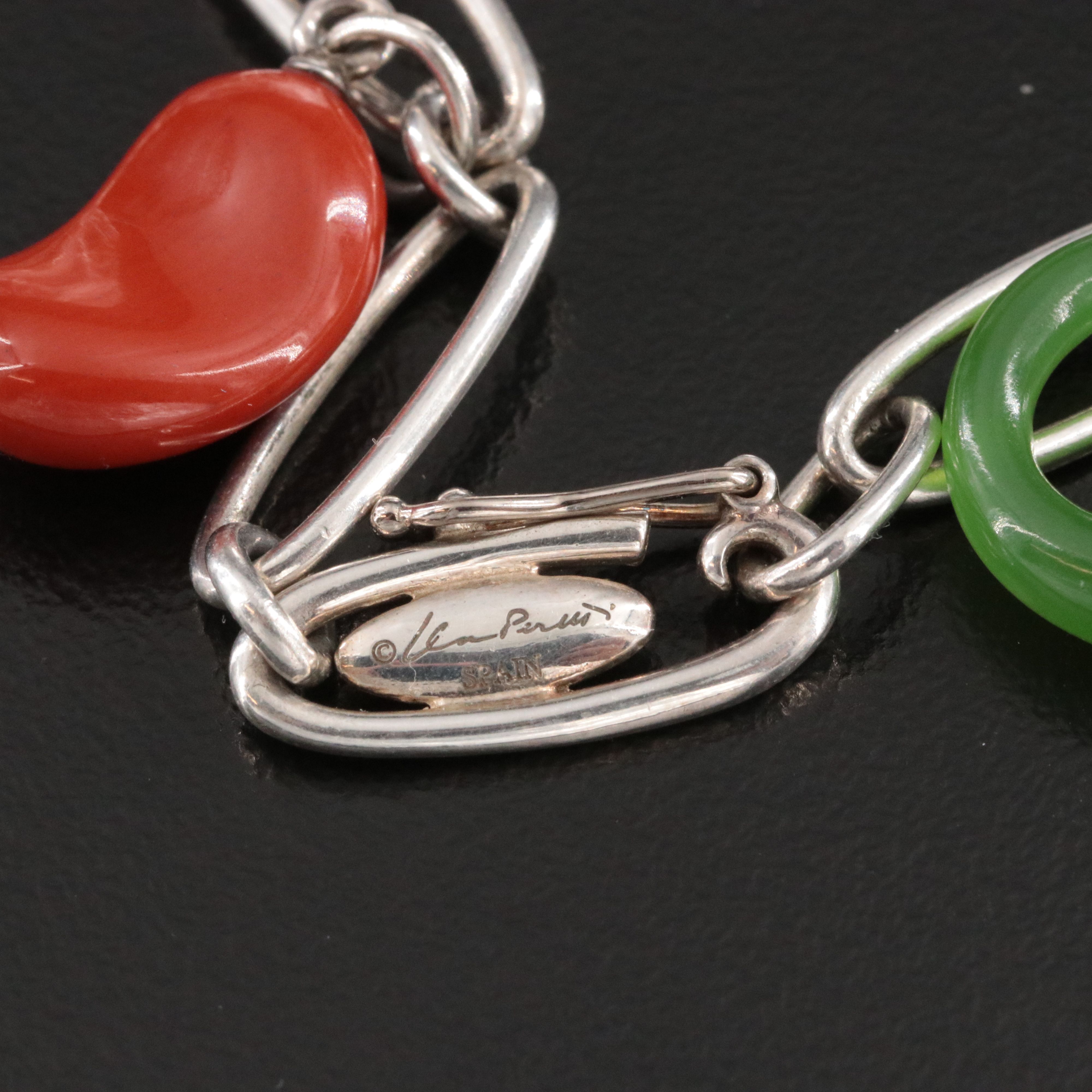 Elsa Peretti for Tiffany & Co. Sterling Five Charm Bracelet with Gemstones