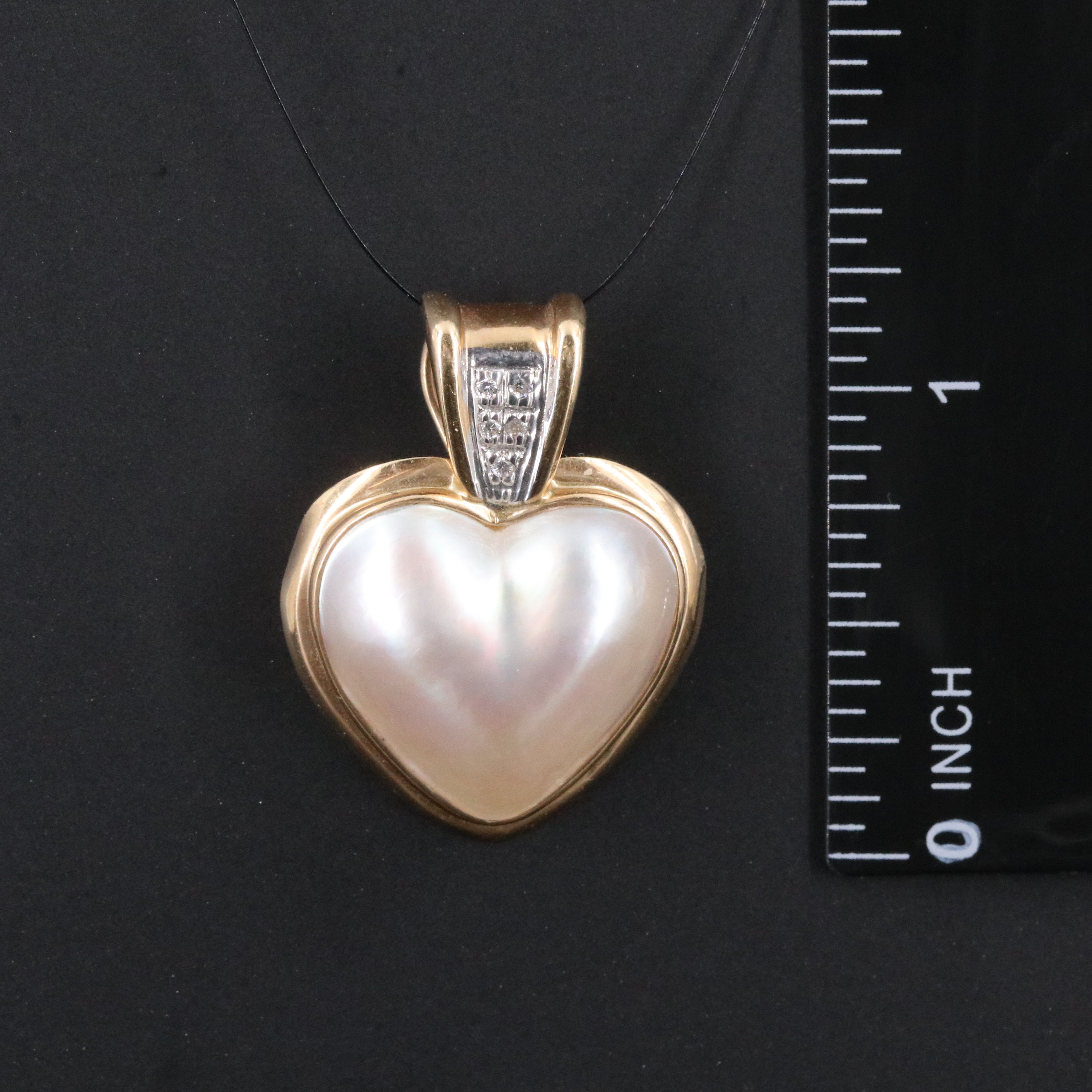 14K Mabé Pearl and Diamond Heart Enhancer Pendant