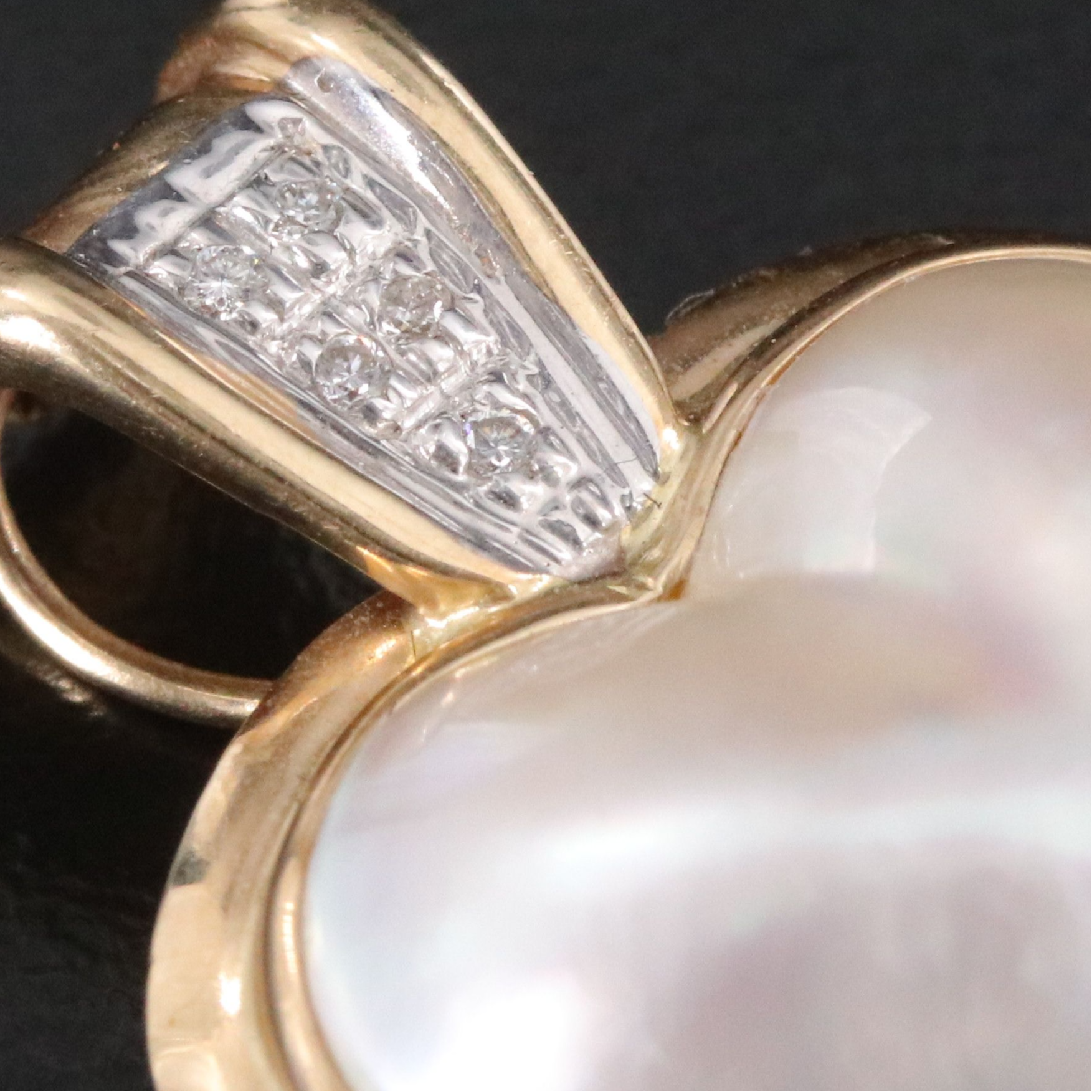 14K Mabé Pearl and Diamond Heart Enhancer Pendant
