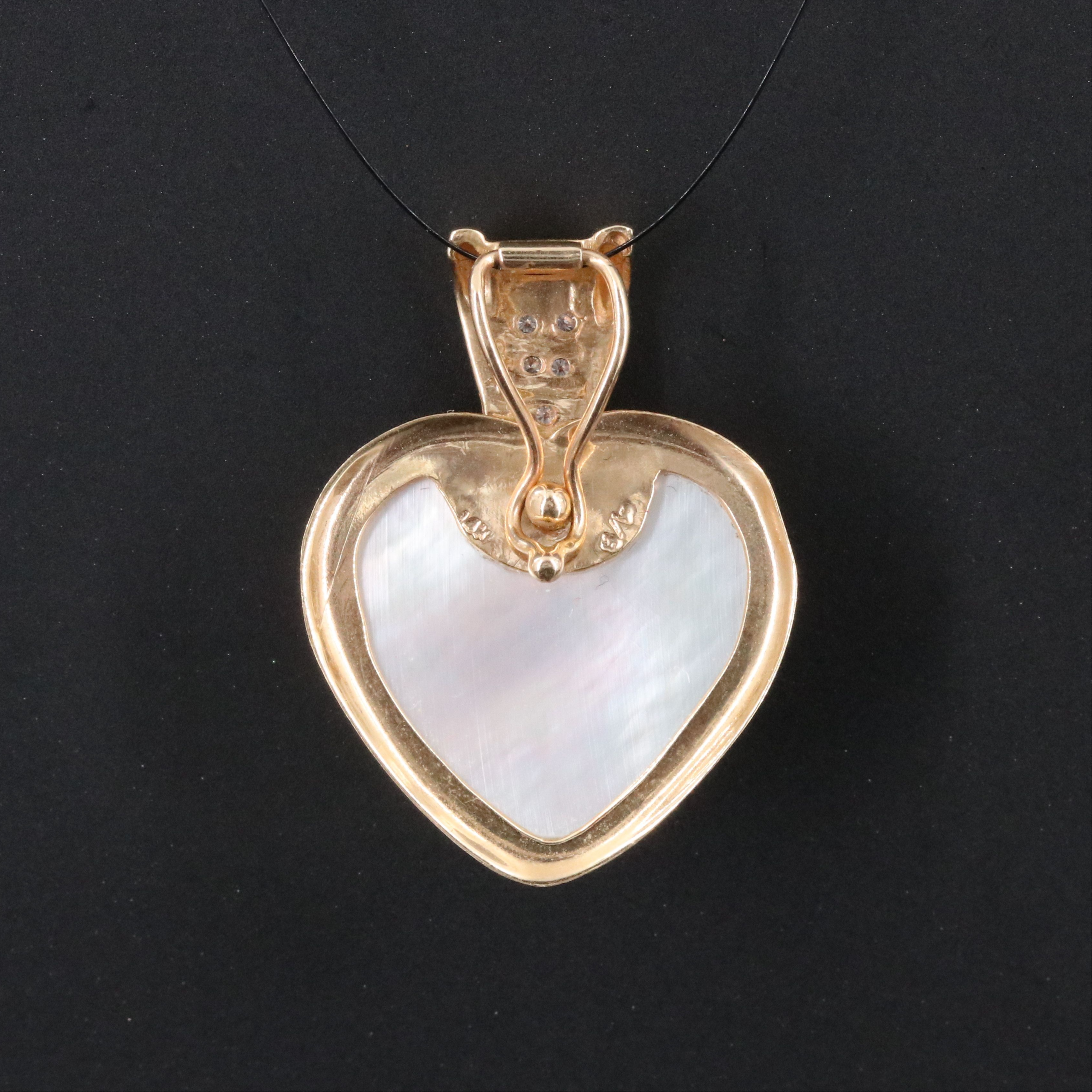 14K Mabé Pearl and Diamond Heart Enhancer Pendant