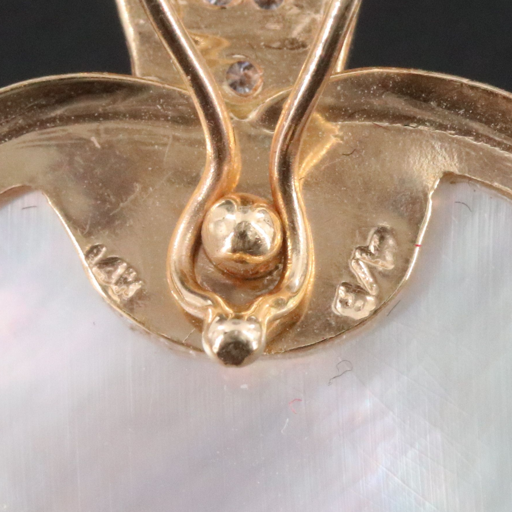 14K Mabé Pearl and Diamond Heart Enhancer Pendant