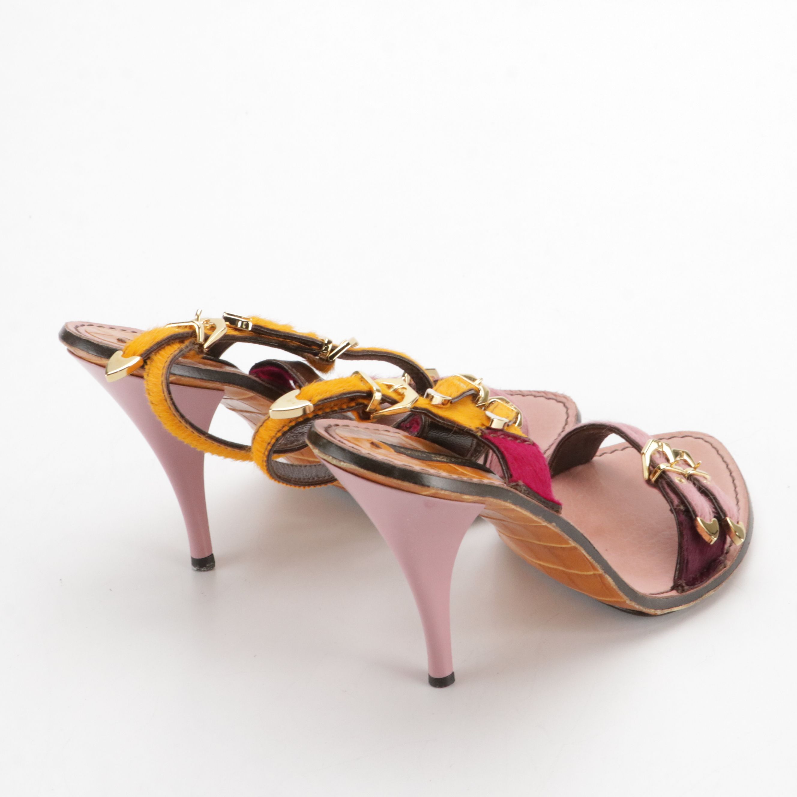 Louis Vuitton Dyed Calf Hair and Leather Ankle Strap Dress Sandals