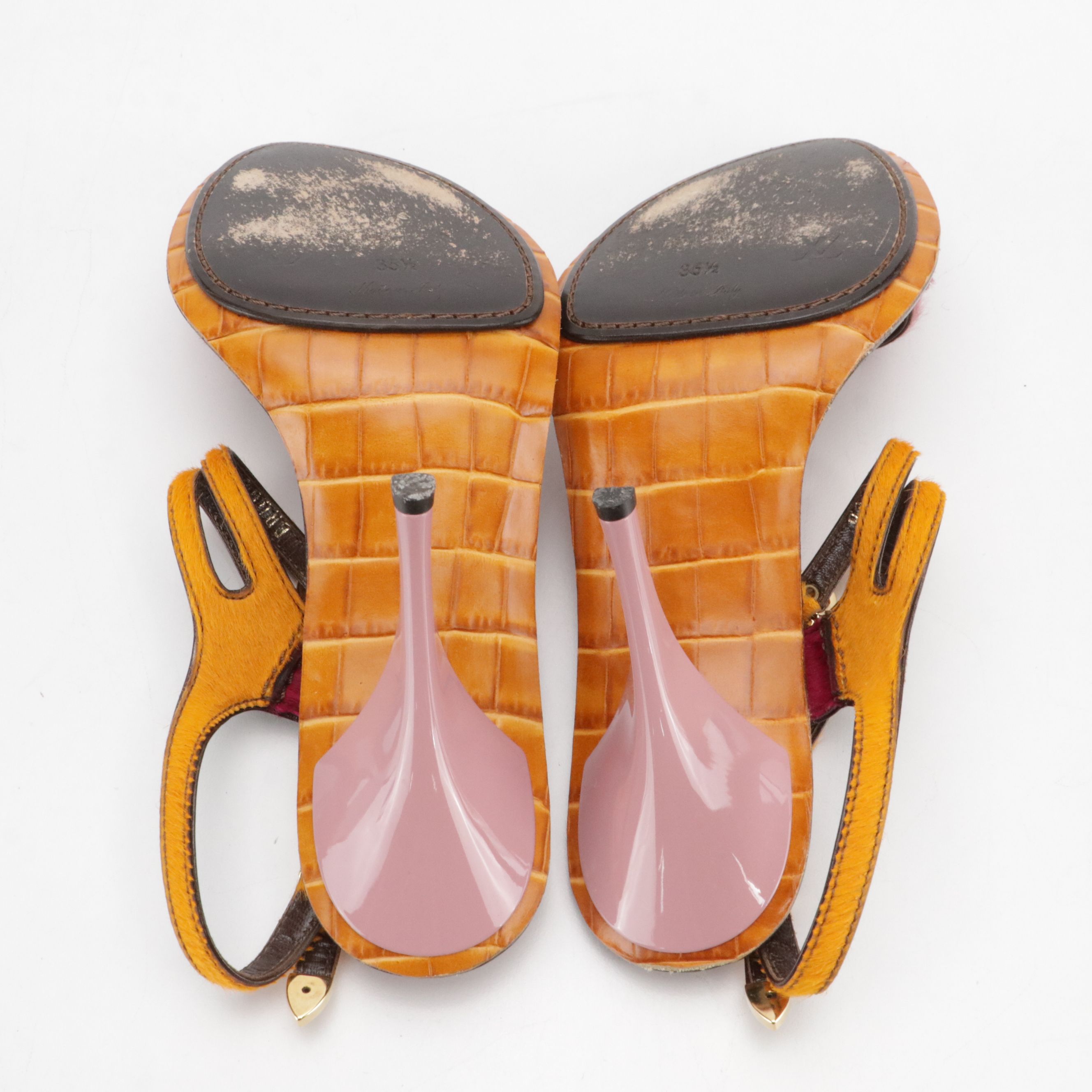 Louis Vuitton Dyed Calf Hair and Leather Ankle Strap Dress Sandals