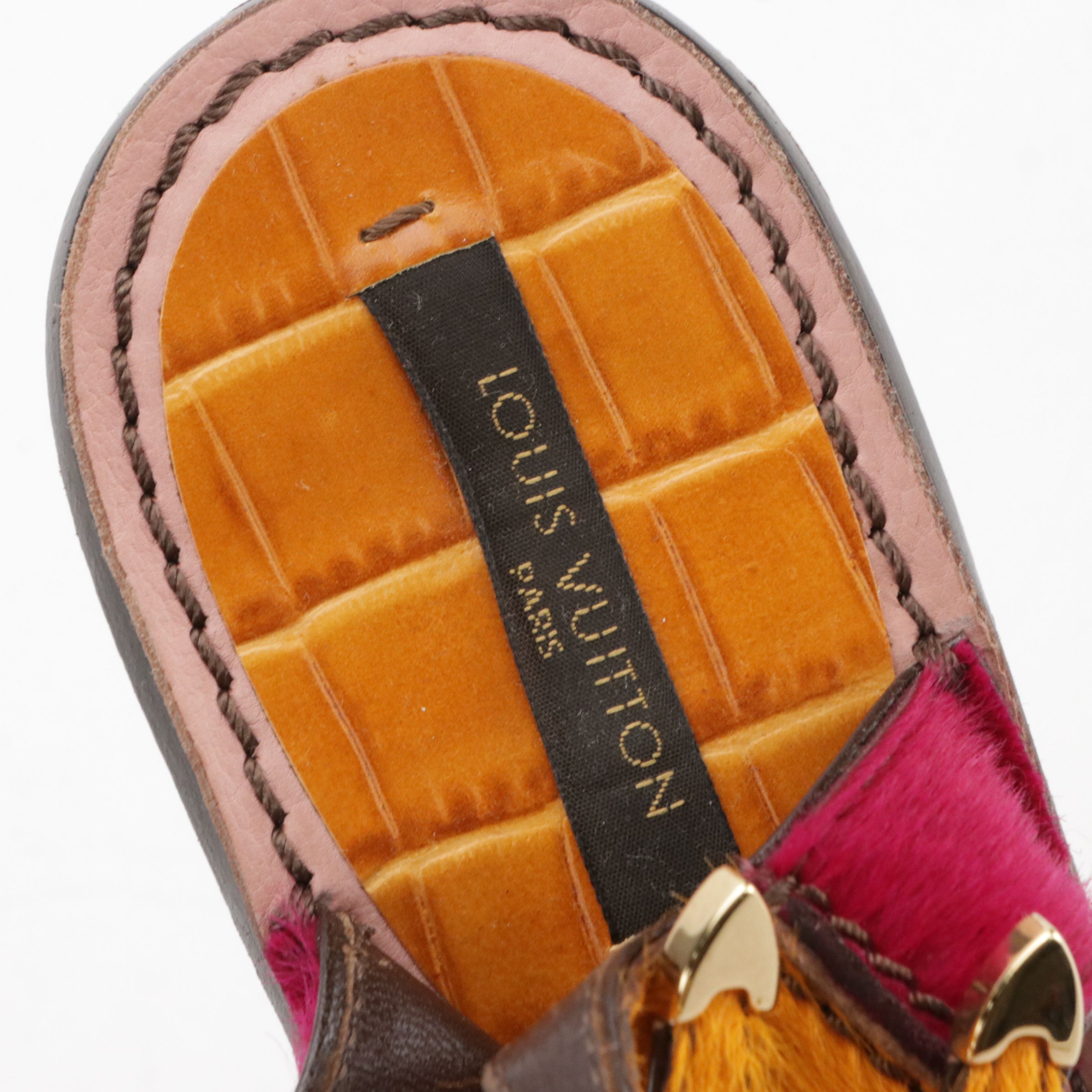 Louis Vuitton Dyed Calf Hair and Leather Ankle Strap Dress Sandals