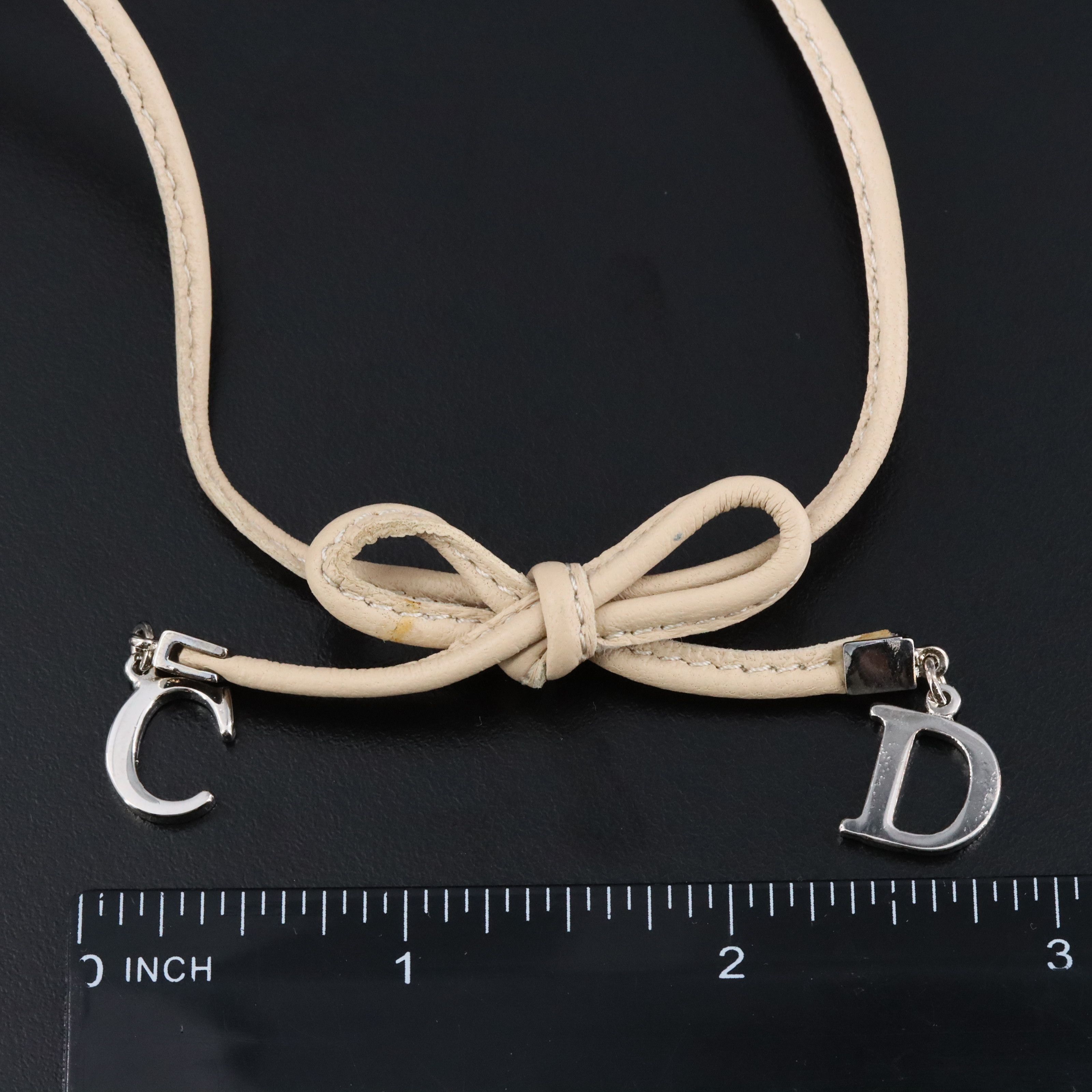 Christian Dior CD Bow Leather Choker Necklace