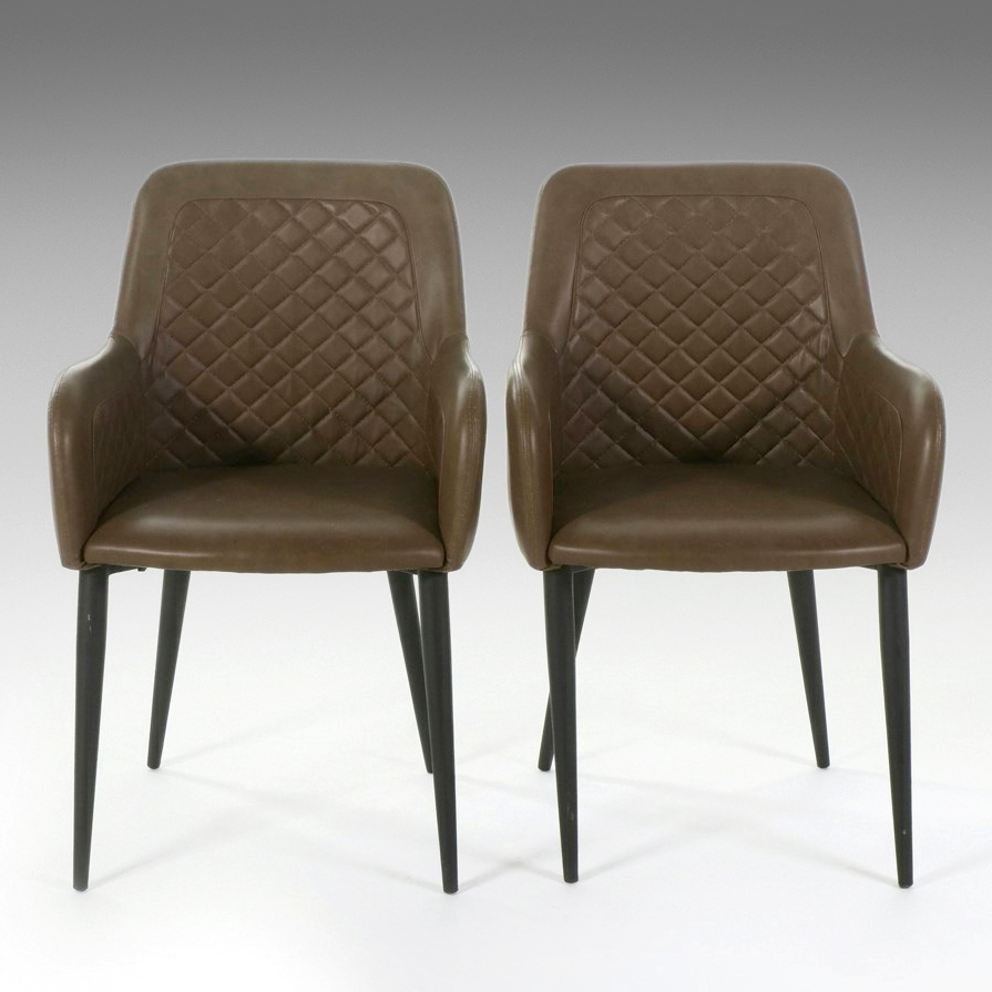 Pair of Moe’s Home Collection "Cantata" Quilted Faux Leather Armchairs