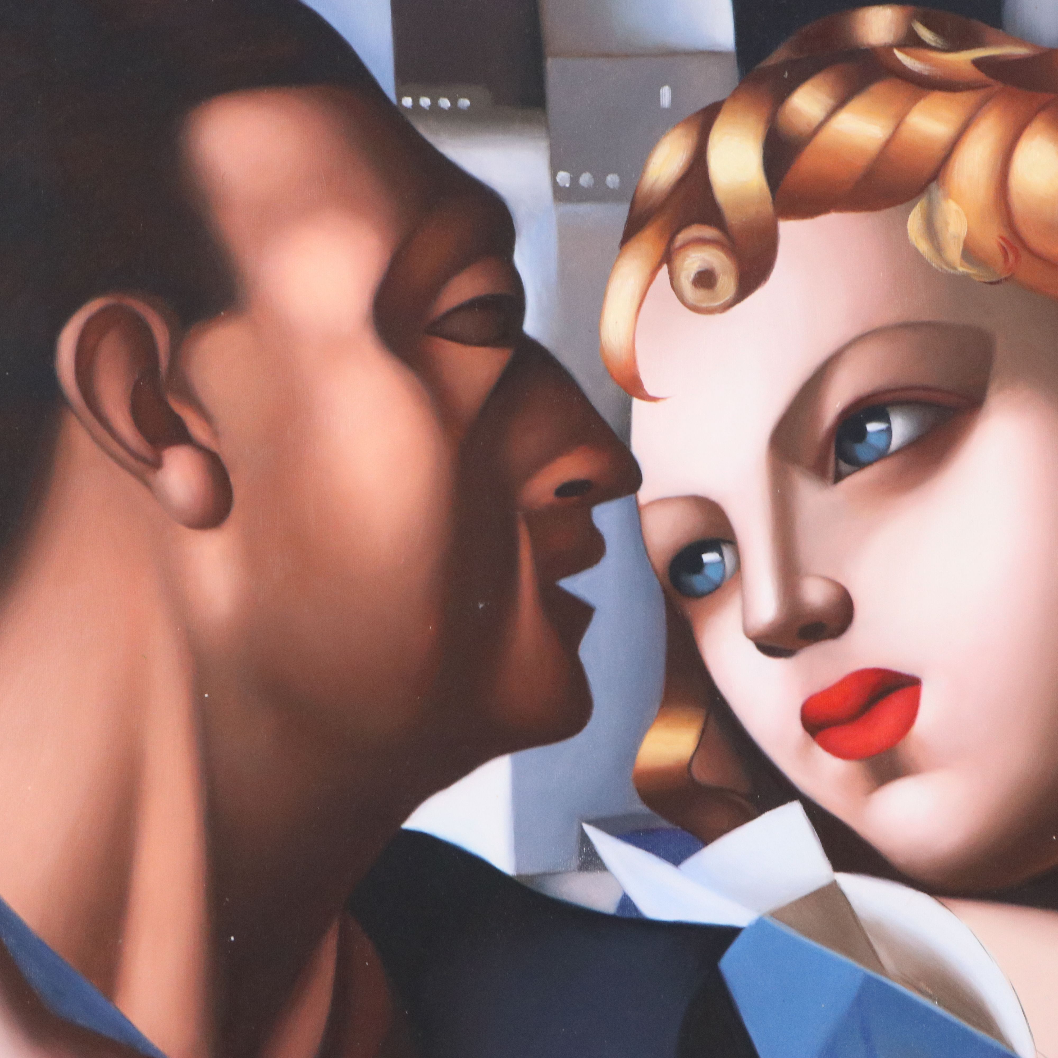 Oil Painting After Tamara de Lempicka "Idylle (Le Départ)"