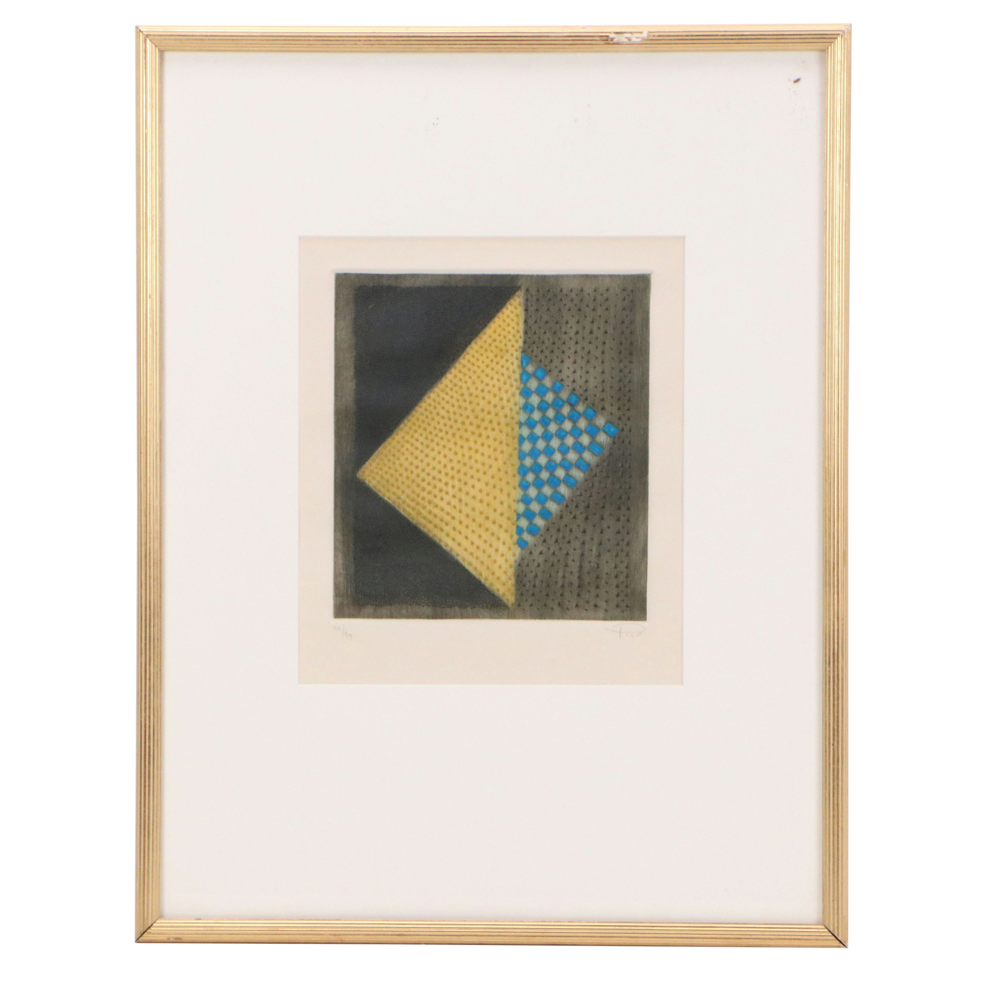Arthur Luiz Piza Abstract Embossed Etching with Aquatint À La Poupée