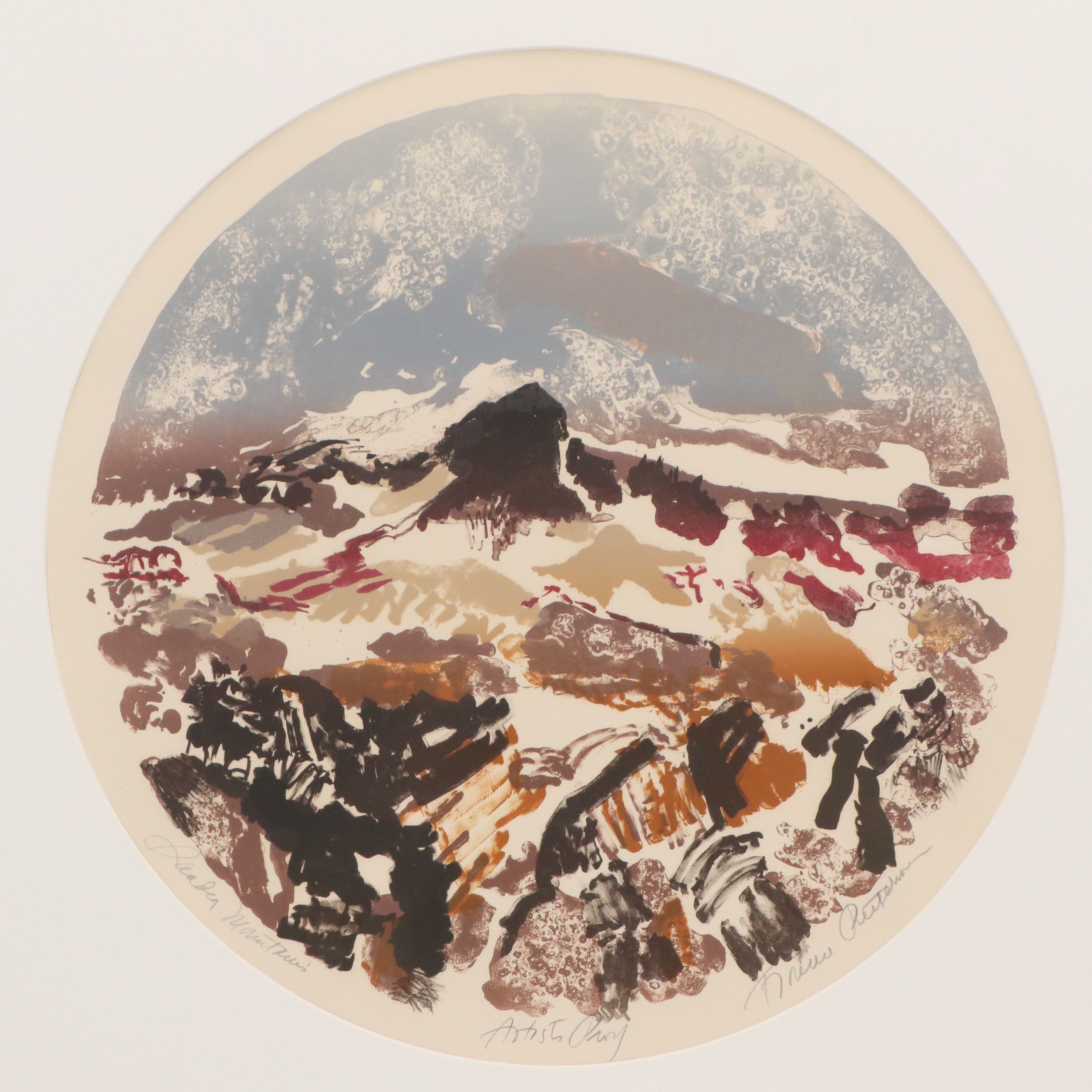 Lithograph on Paper "Randen Mountains," 21st Century