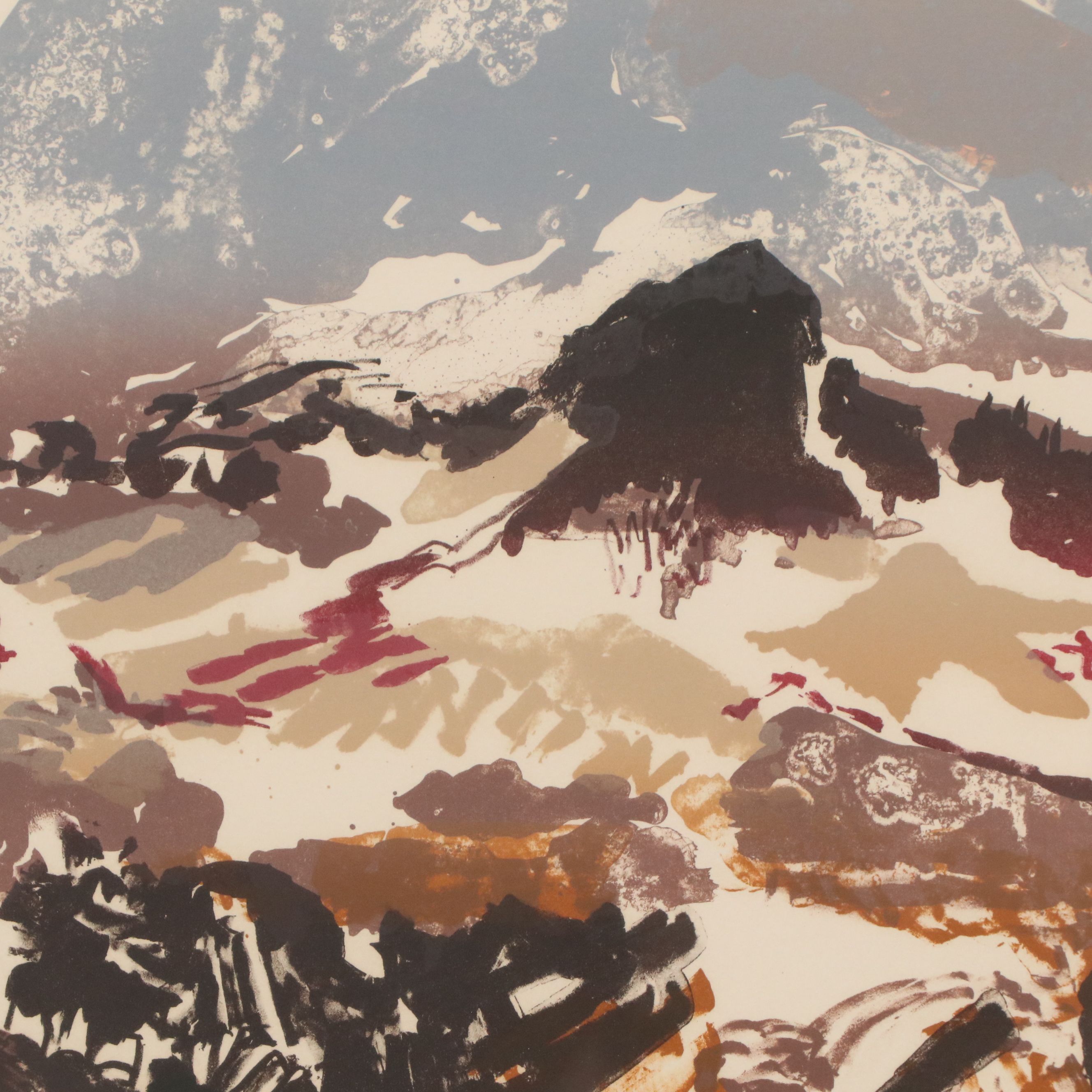 Lithograph on Paper "Randen Mountains," 21st Century