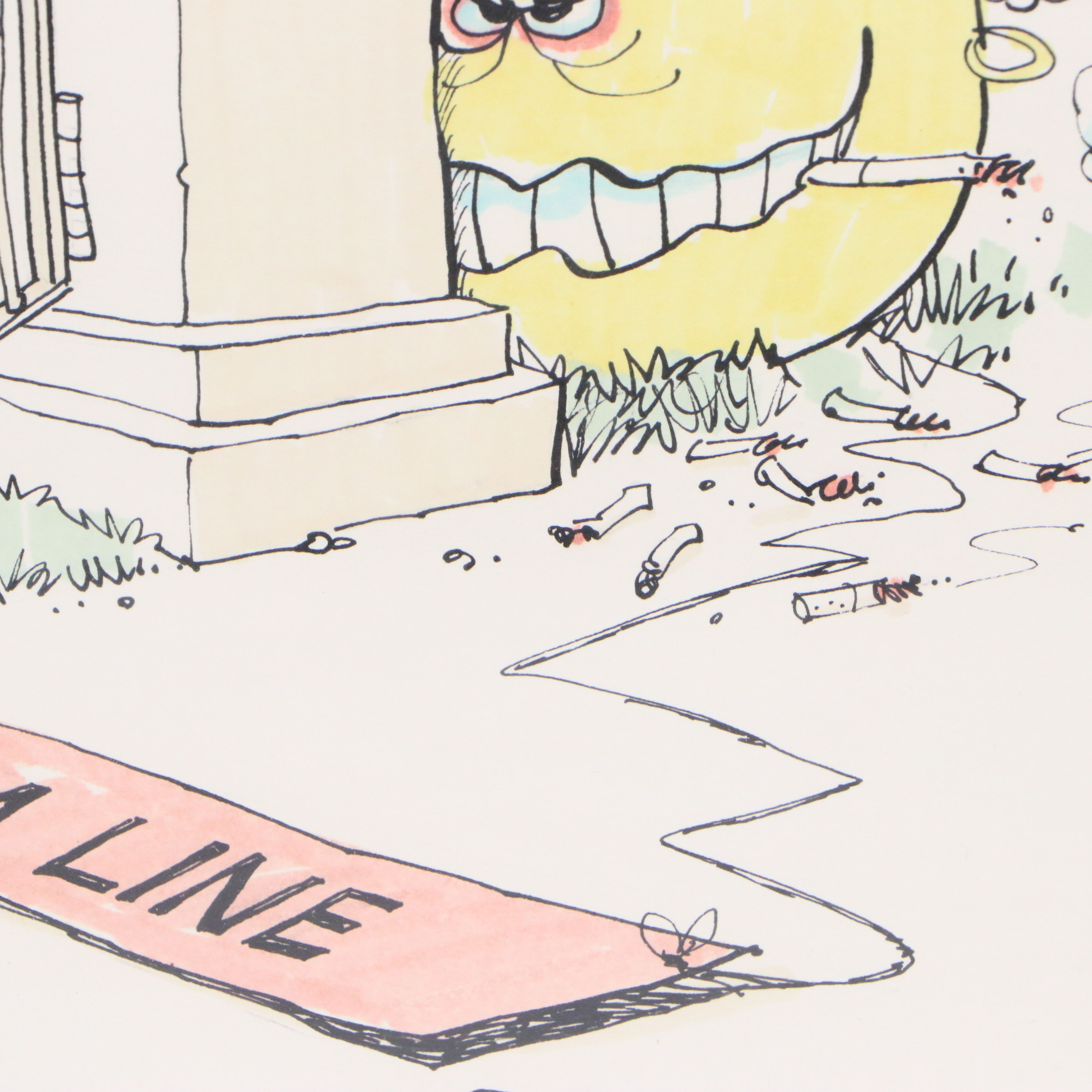 American Ink and Watercolor Political Cartoon Illustration, 1980s