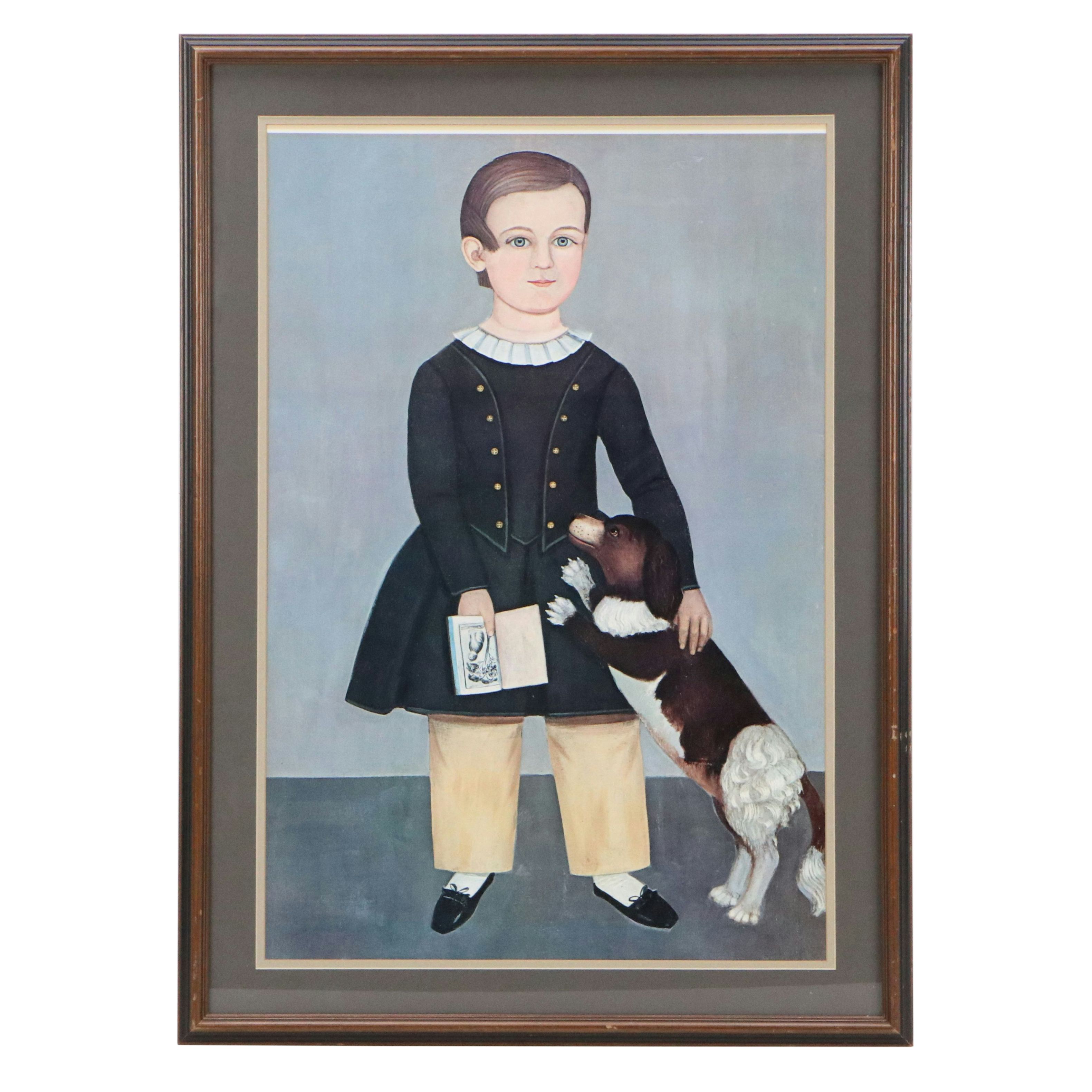 Offset Lithograph After Samuel Miller "Young Boy with a Dog"