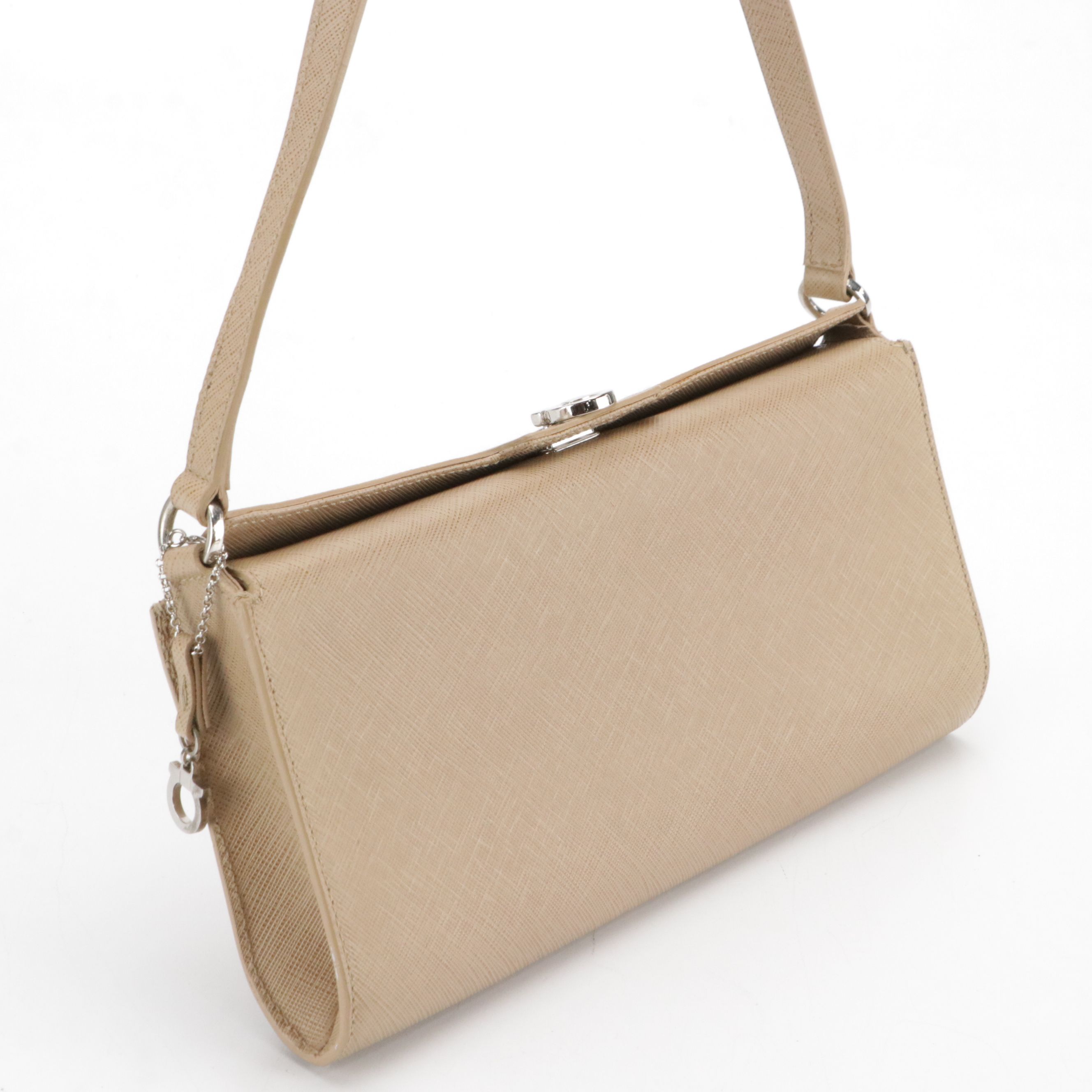 Salvatore Ferragamo Gancini Baguette in Saffiano Leather with Box