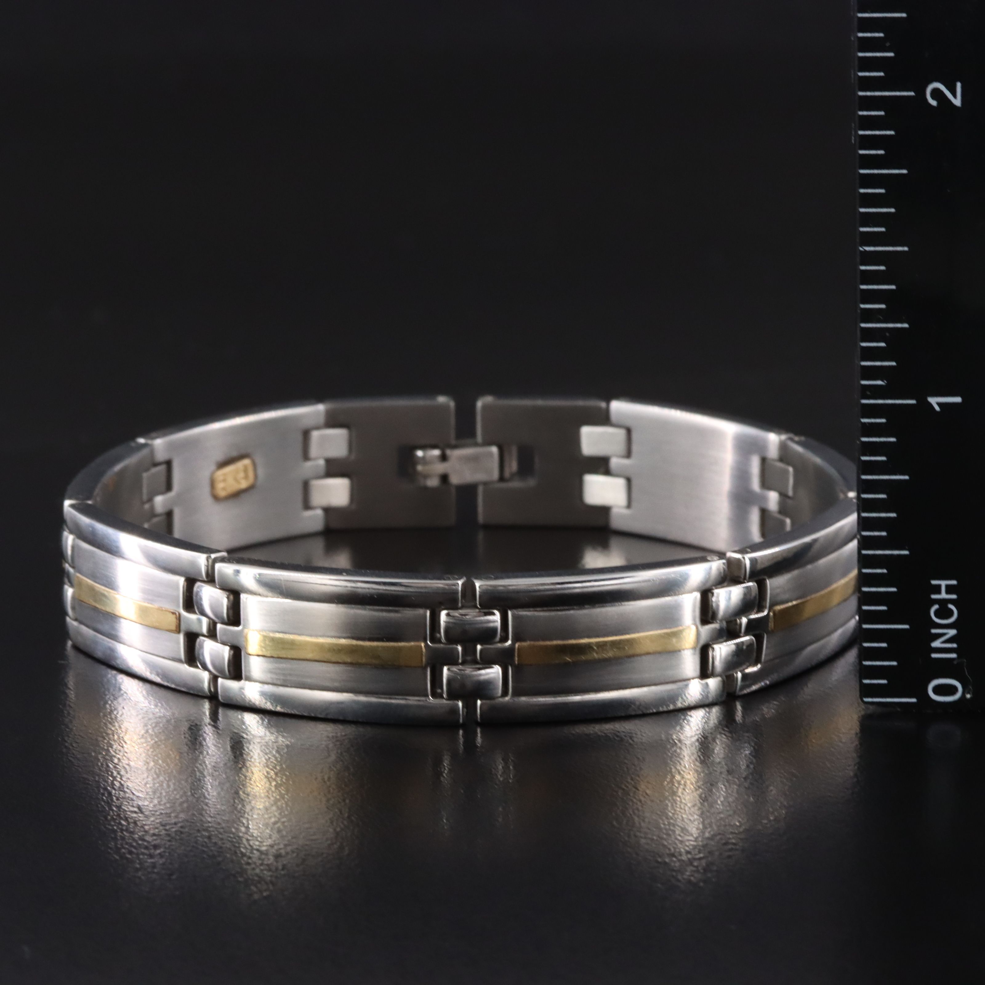 Religious Pendants and Stainless Steel Panel Bracelet with 18K Accents