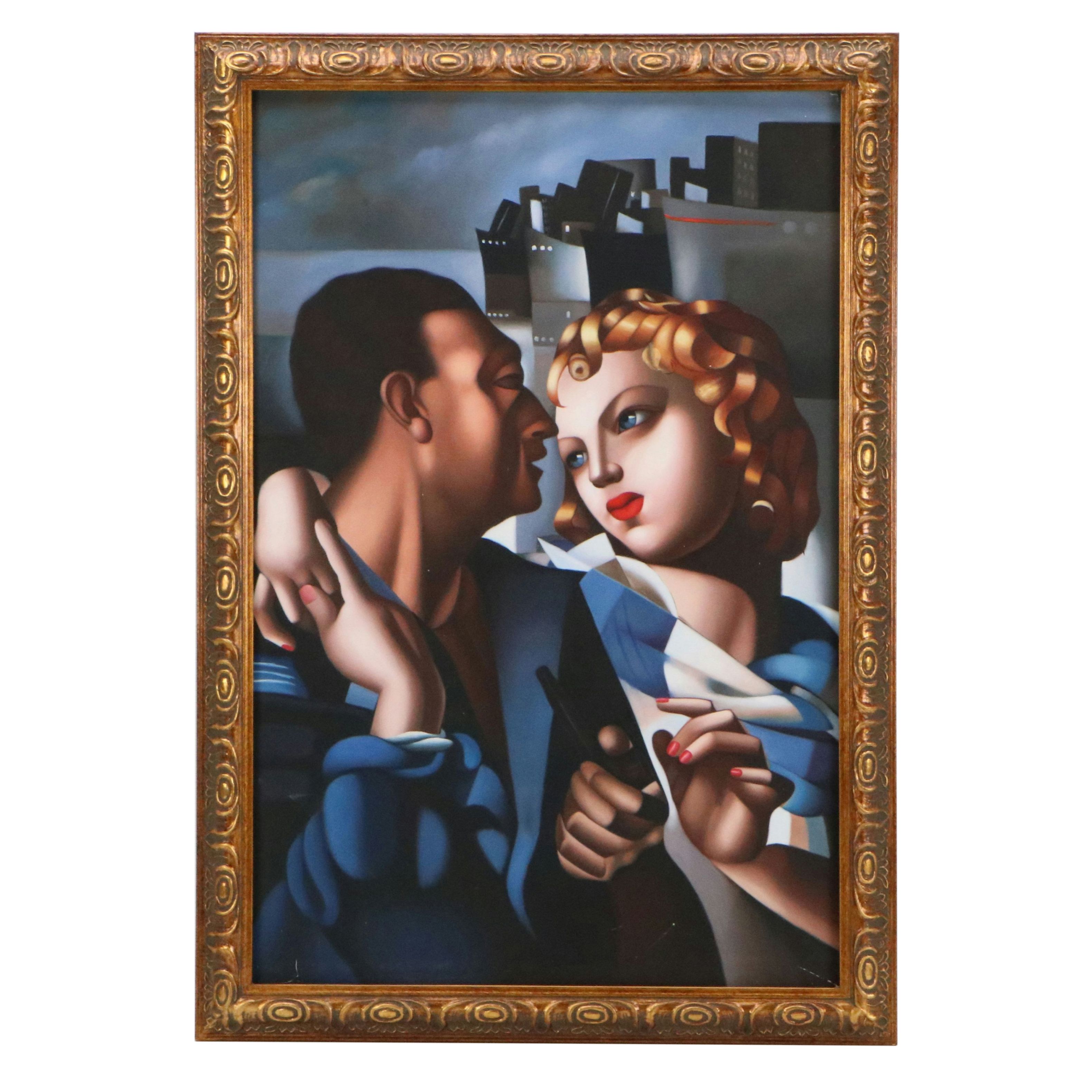 Oil Painting After Tamara de Lempicka "Idylle (Le Départ)"