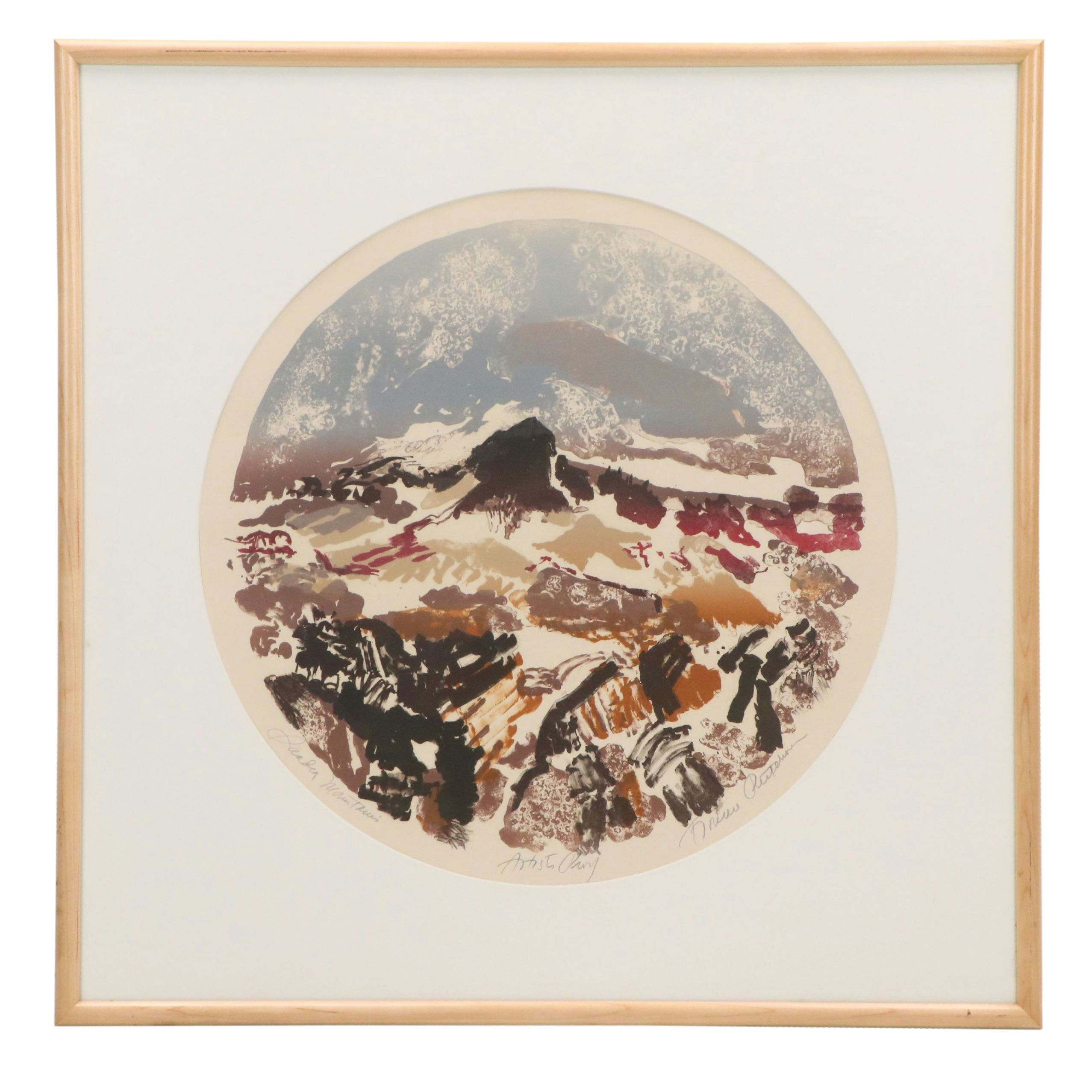 Lithograph on Paper "Randen Mountains," 21st Century