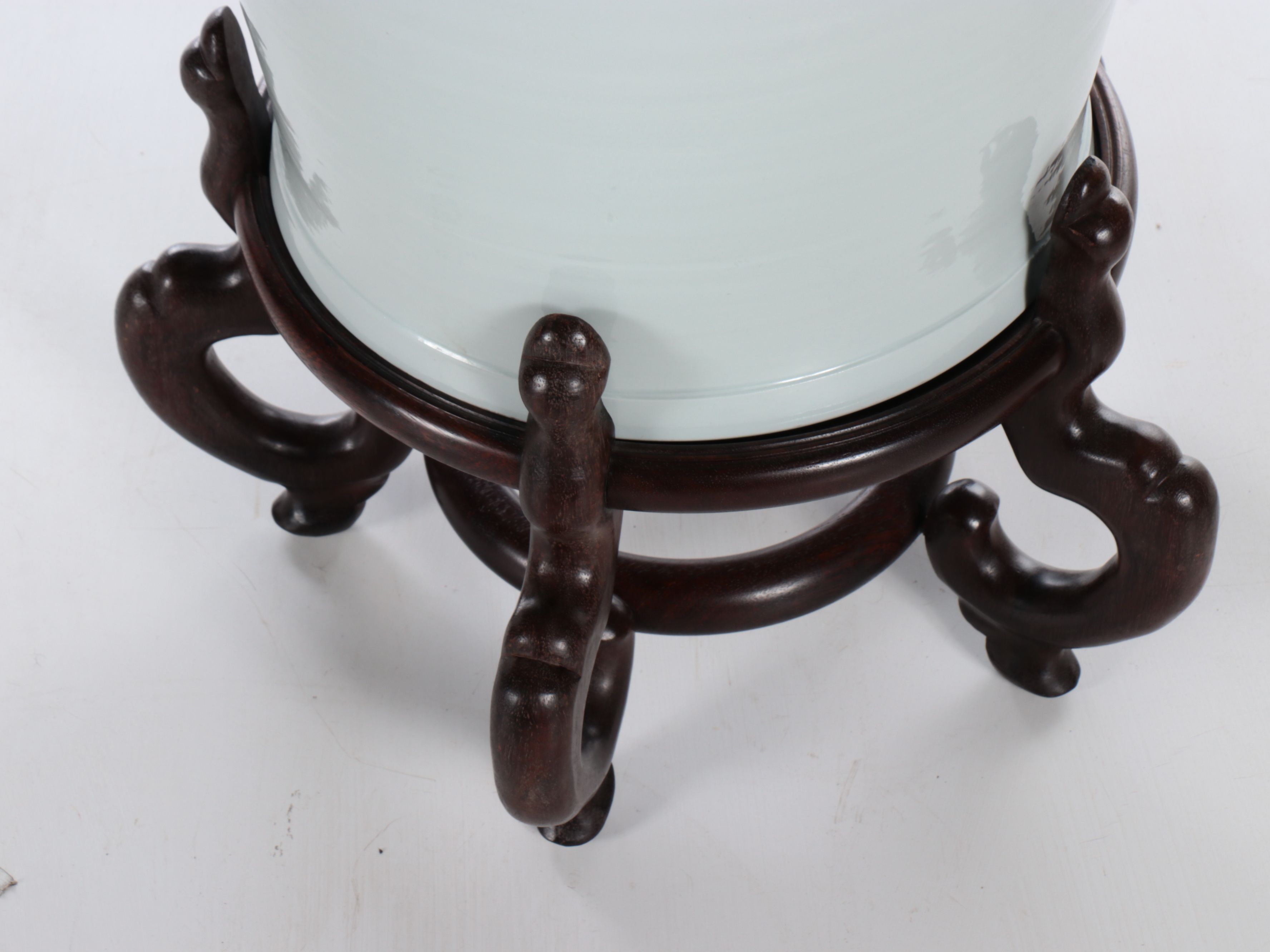 Chinese Blanc de Chine Vase with Guardian Lion Handles and Relief Dragons