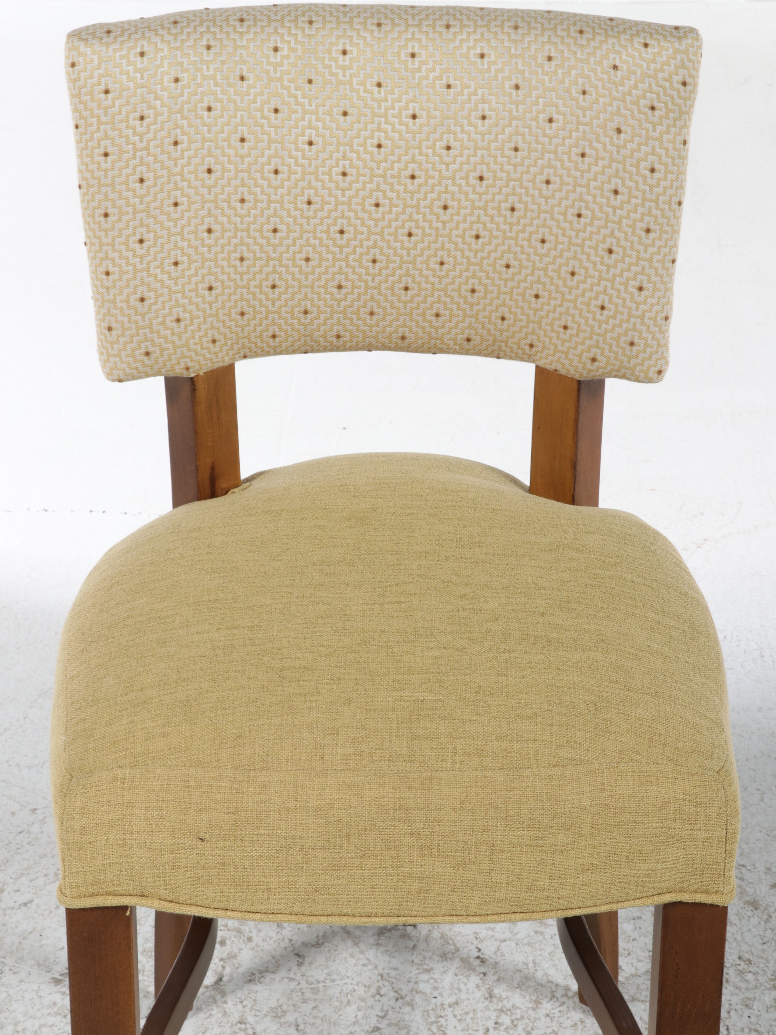 Pair of Contemporary Upholstered Stools with Mixed Fabrics