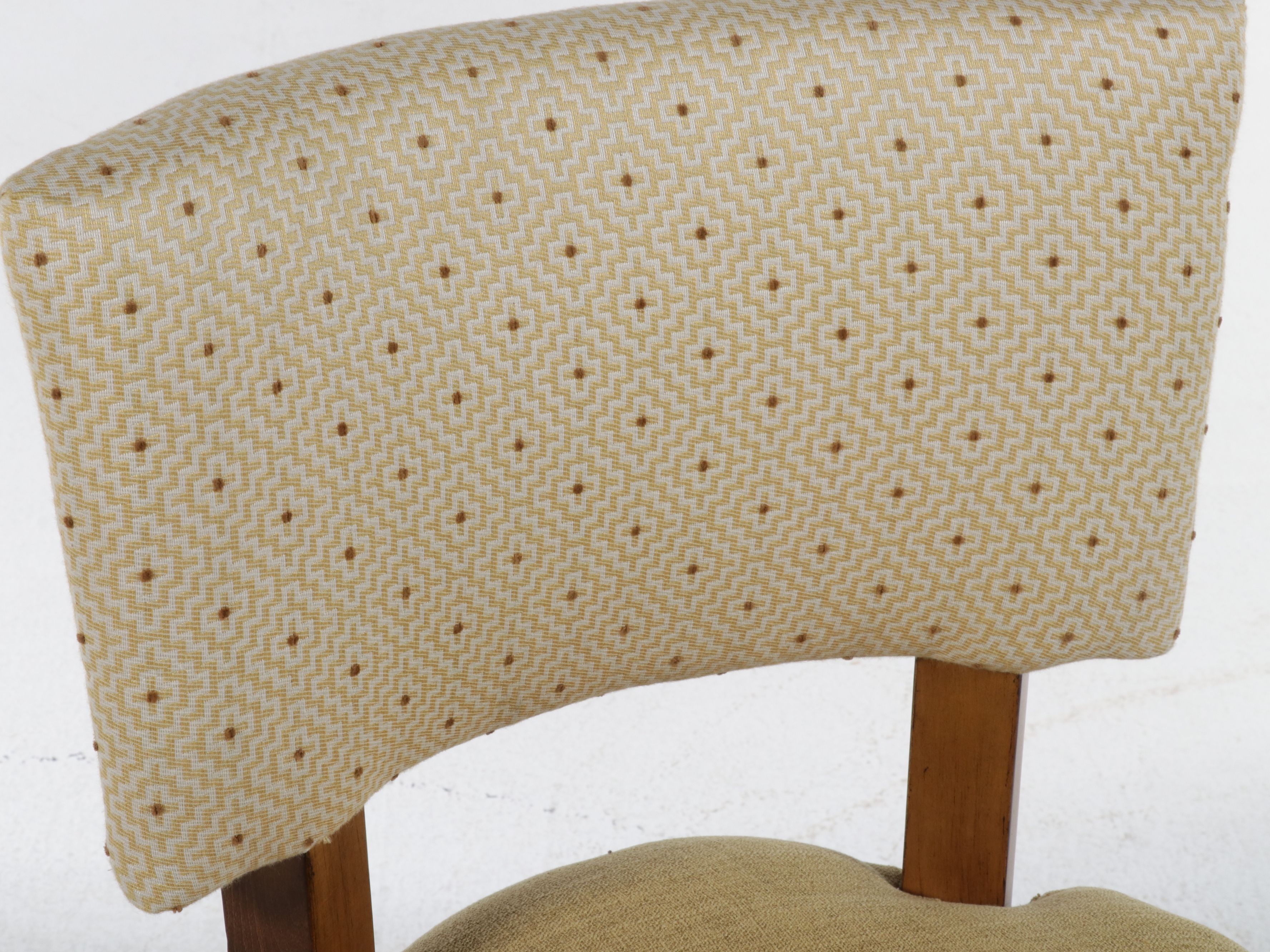 Pair of Contemporary Upholstered Stools with Mixed Fabrics