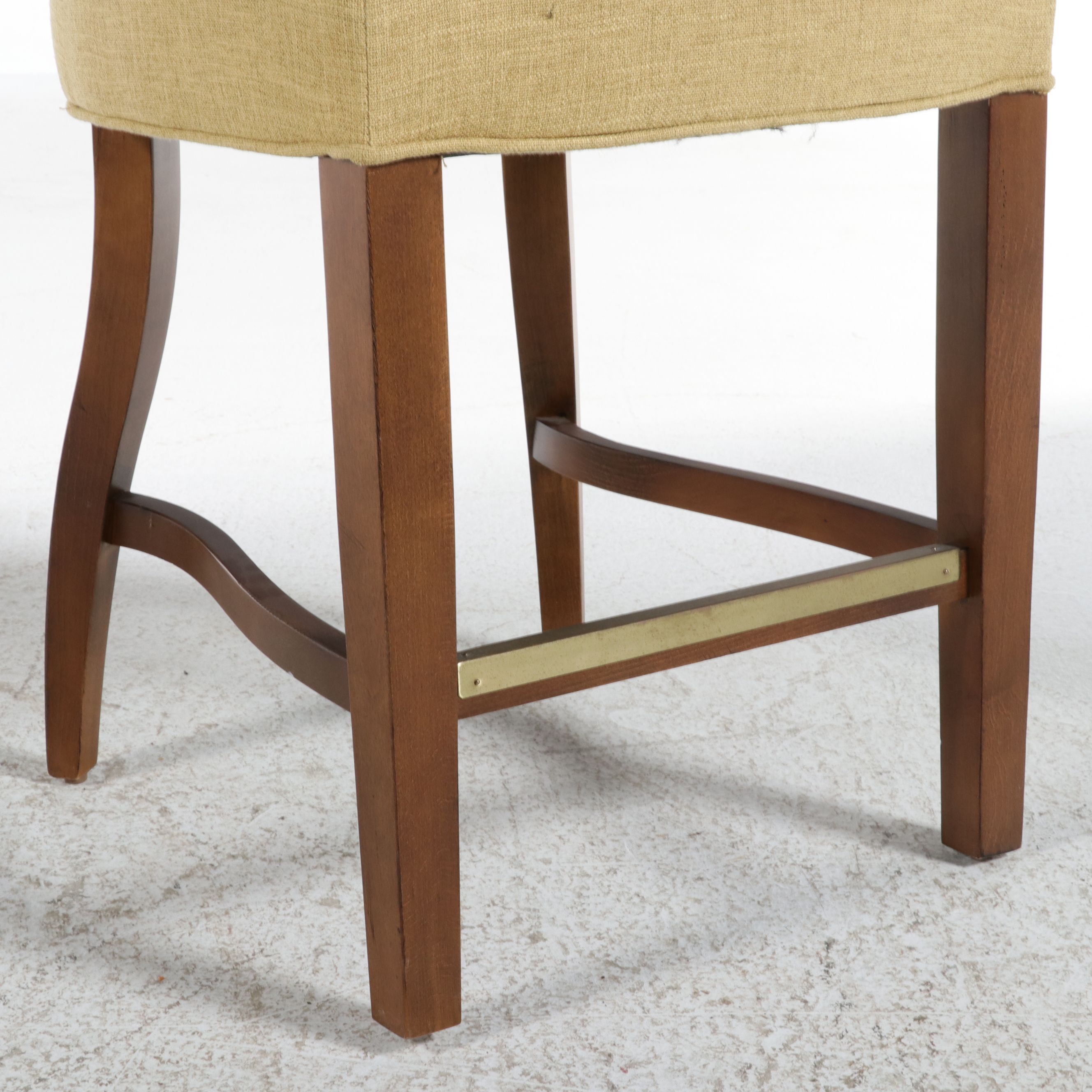 Pair of Contemporary Upholstered Stools with Mixed Fabrics