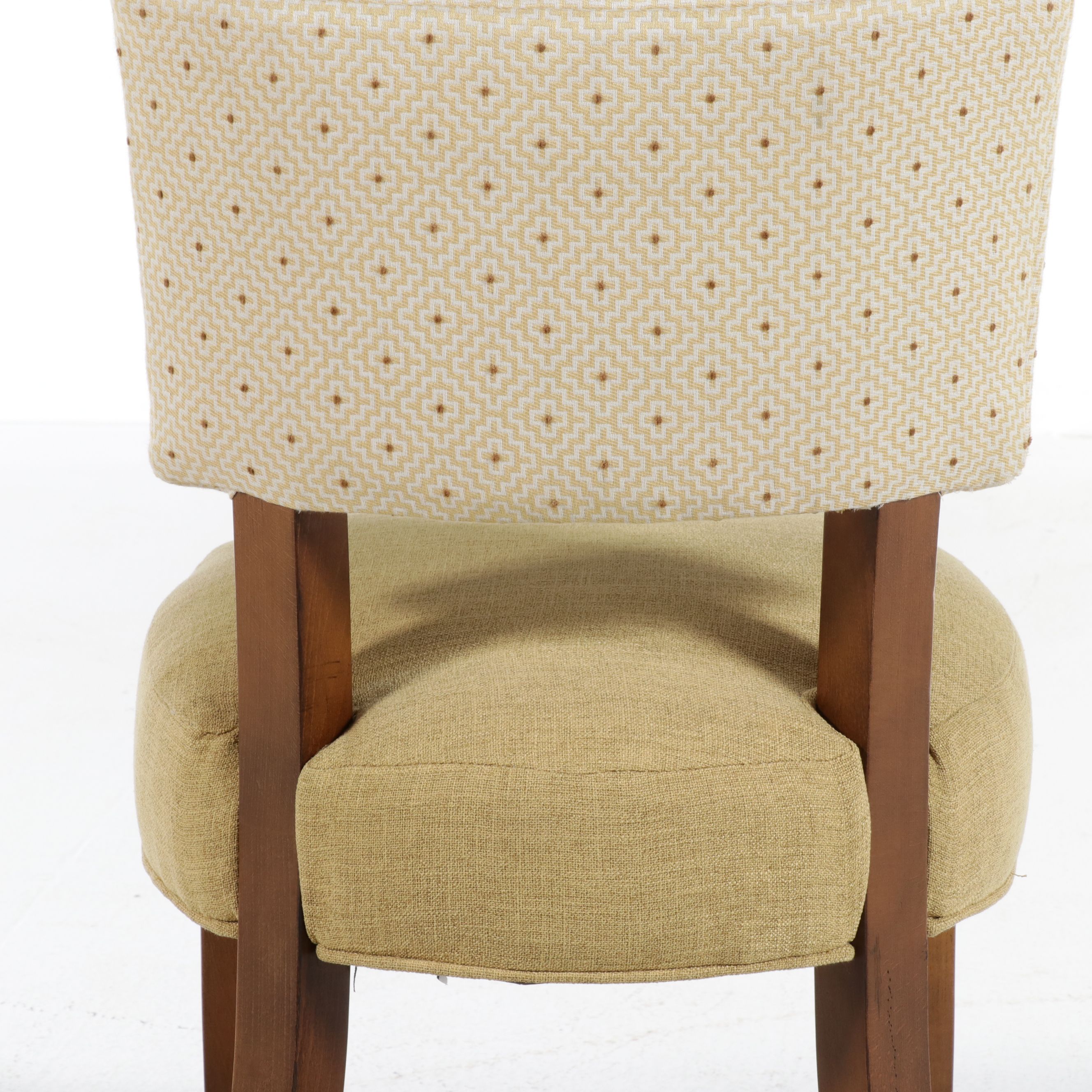 Pair of Contemporary Upholstered Stools with Mixed Fabrics