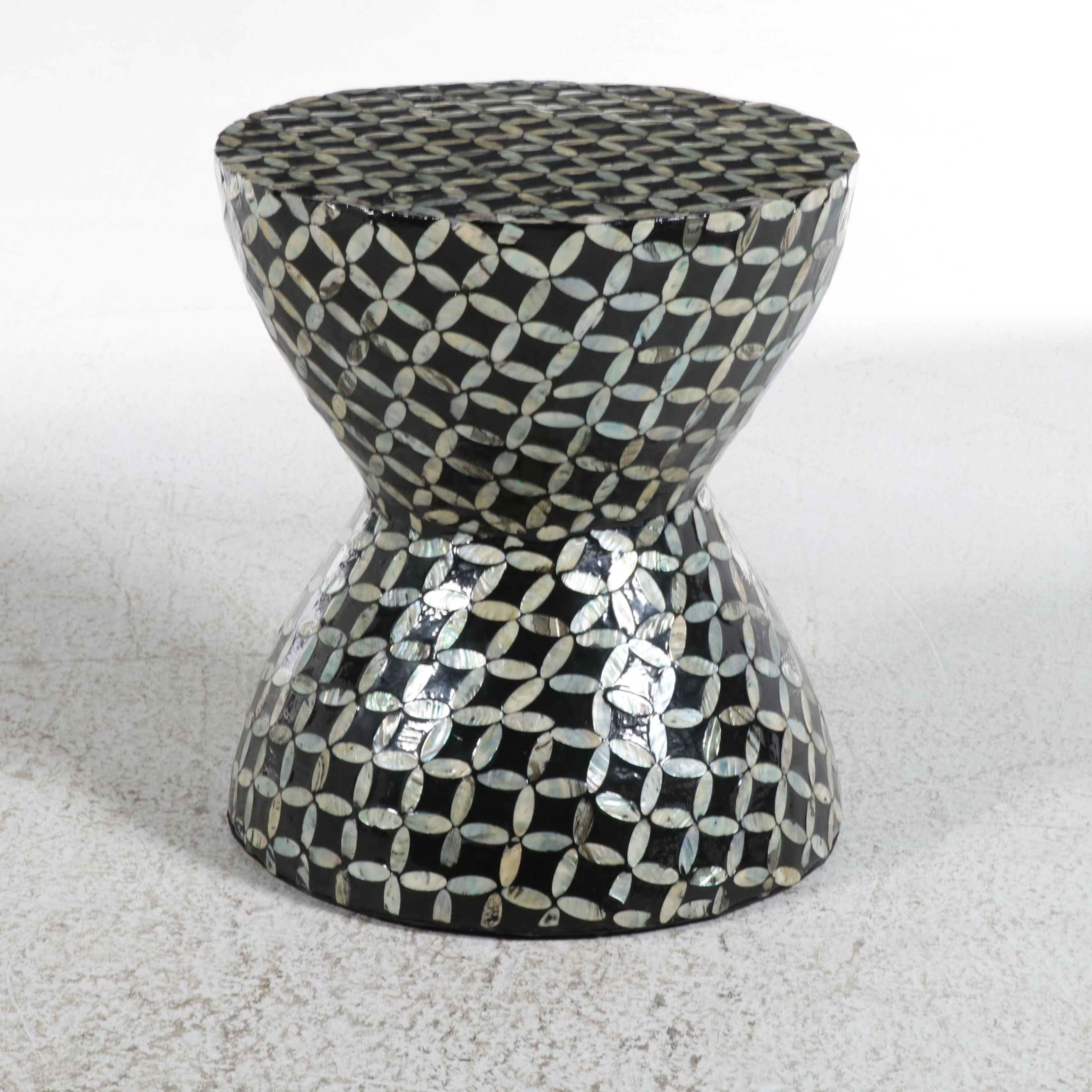 "Hourglass" Mother of Pearl Inlay Side Table, 21st Century