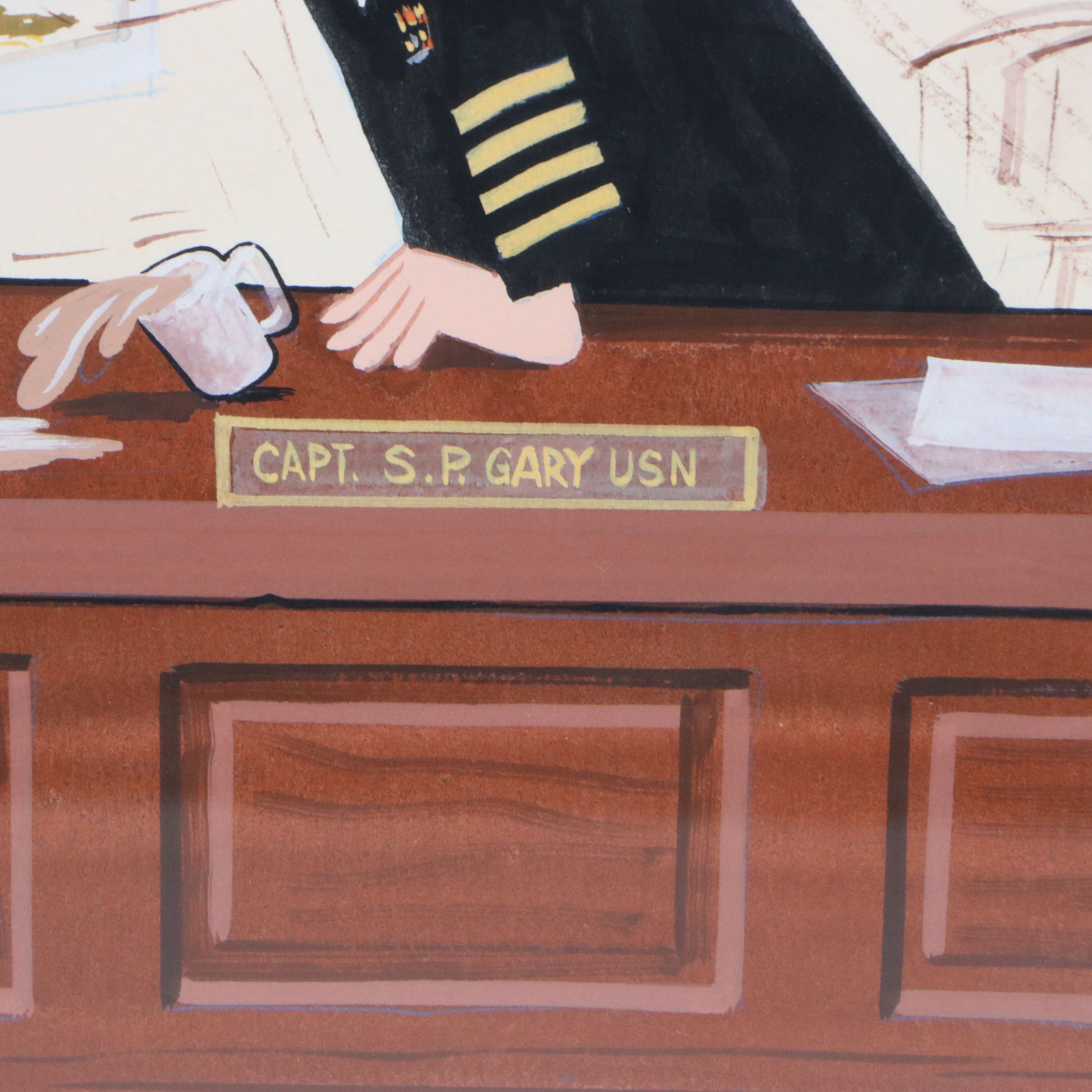 Gouache Political Cartoon Illustration of Fire Scene, Circa Late 20th Century